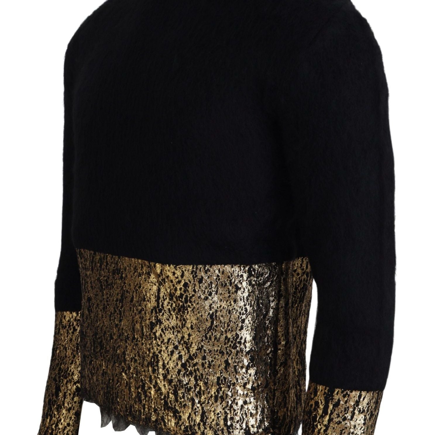 Dolce & Gabbana Black Gold Turtleneck Mohair Pullover Mens Sweater