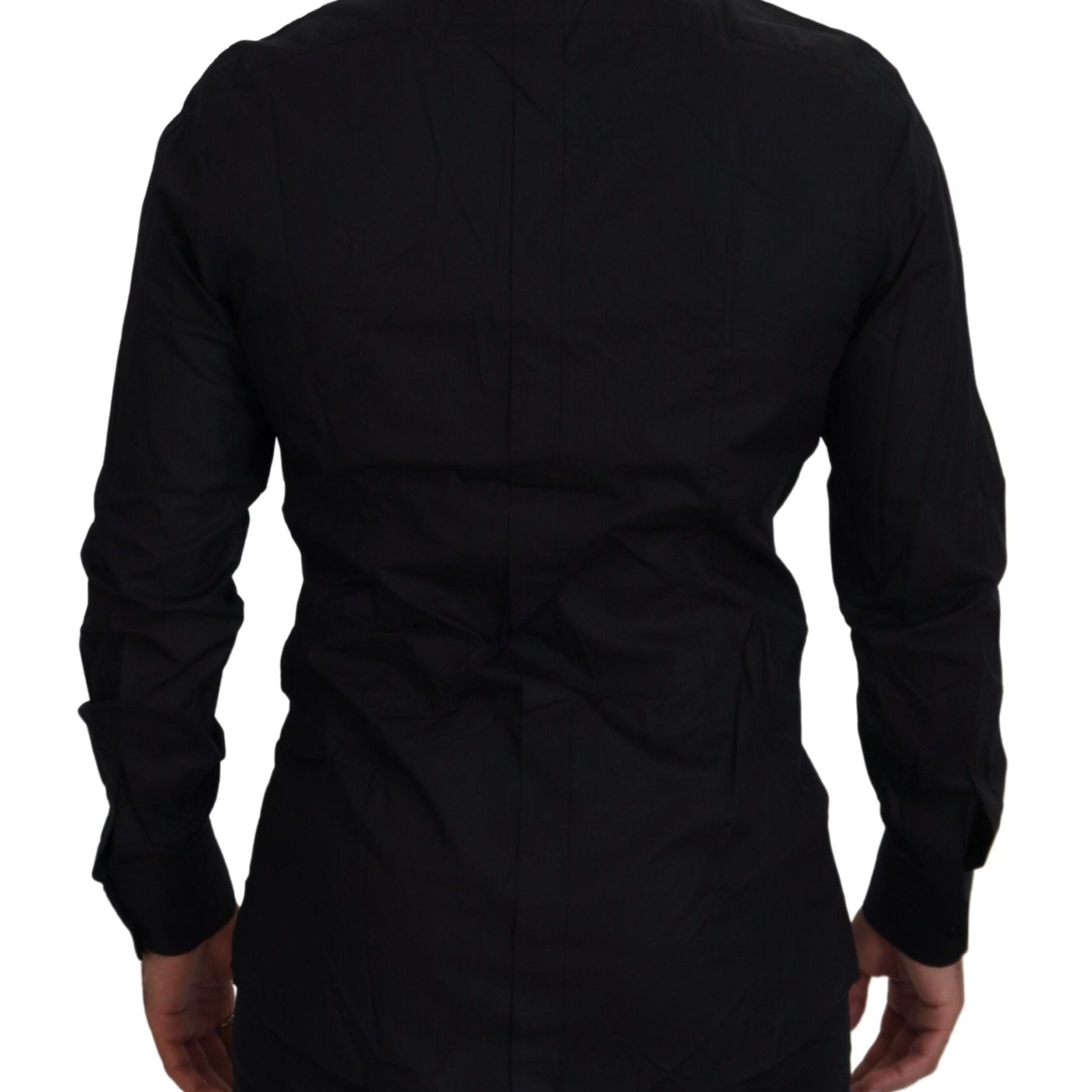 Dolce & Gabbana Black Gold Crown Slim Fit Dress Formal Shirt
