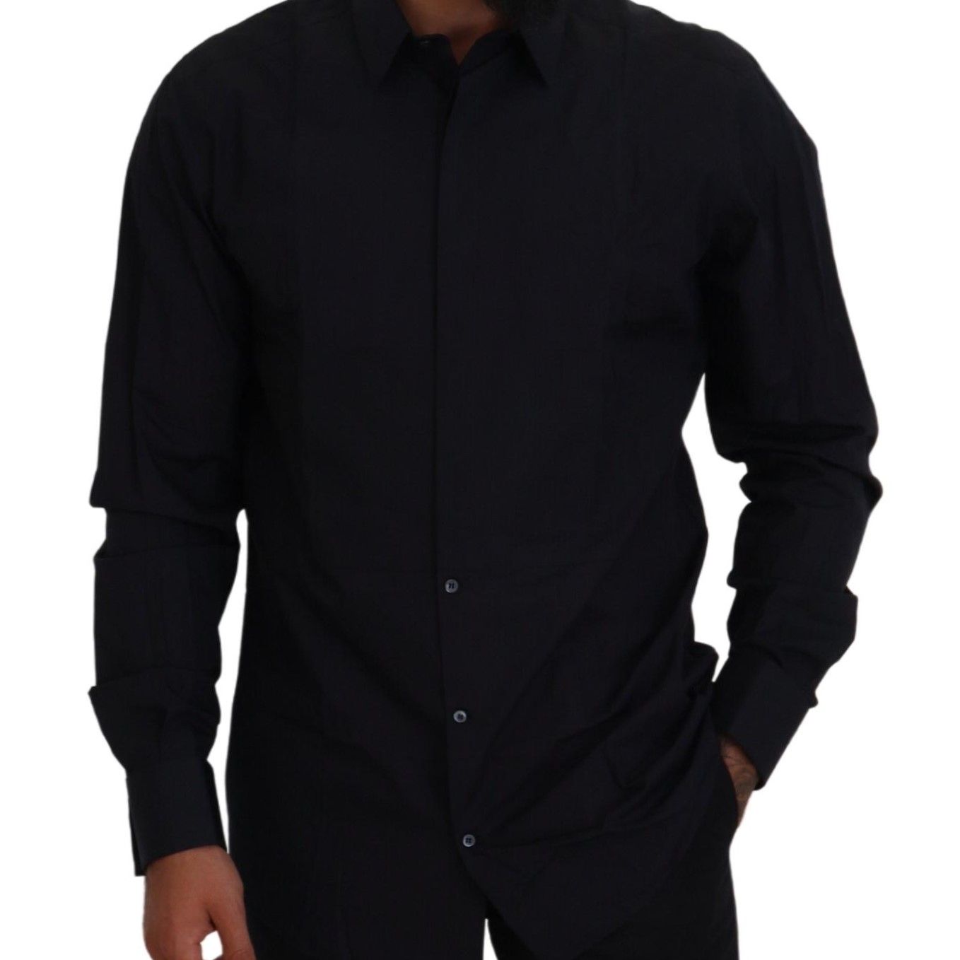 Dolce & Gabbana Black Gold Cotton Slim Fit Dress Mens Shirt