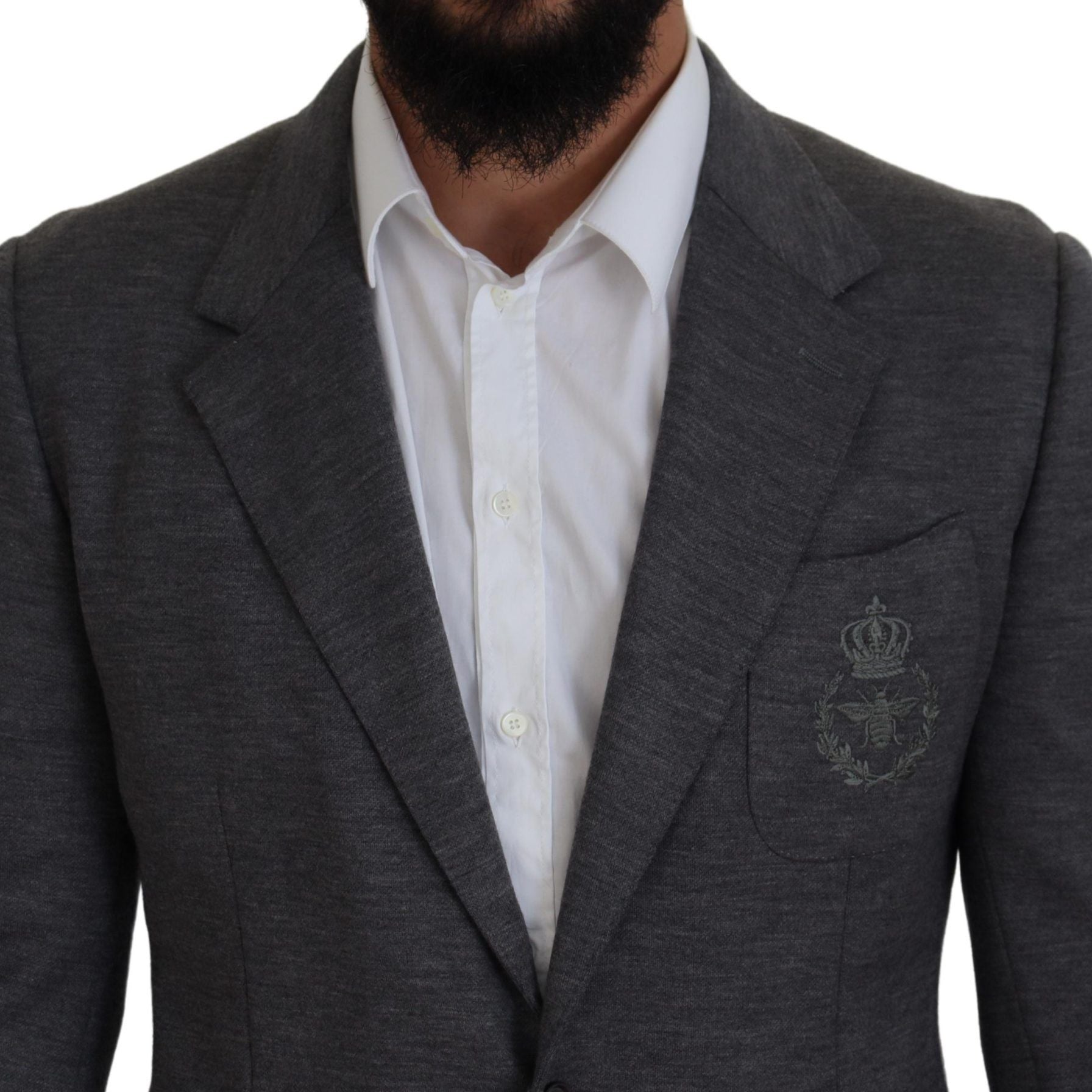 Dolce & Gabbana Gray Wool Stretch Slim Fit Jacket Blazer
