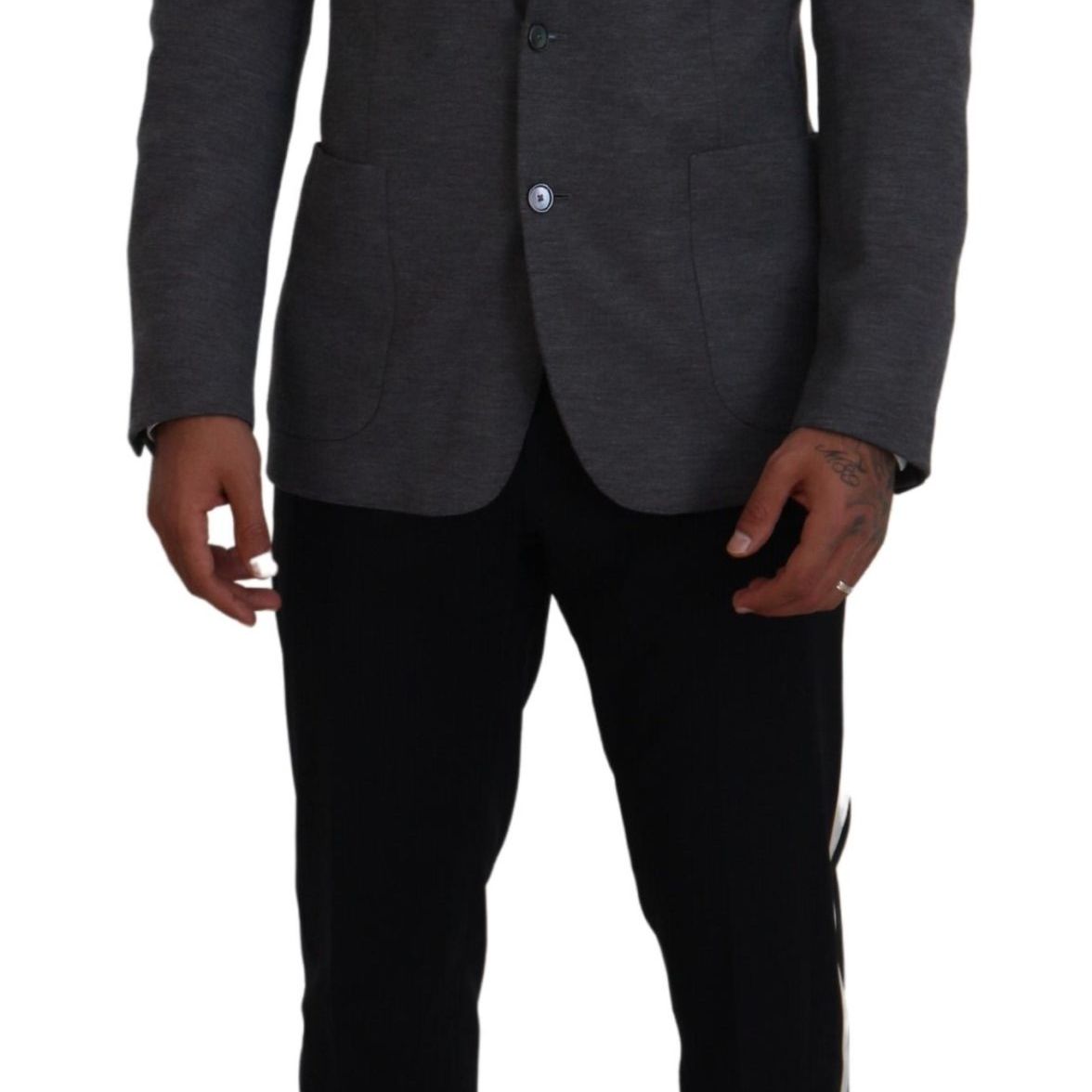Dolce & Gabbana Gray Wool Stretch Slim Fit Jacket Blazer