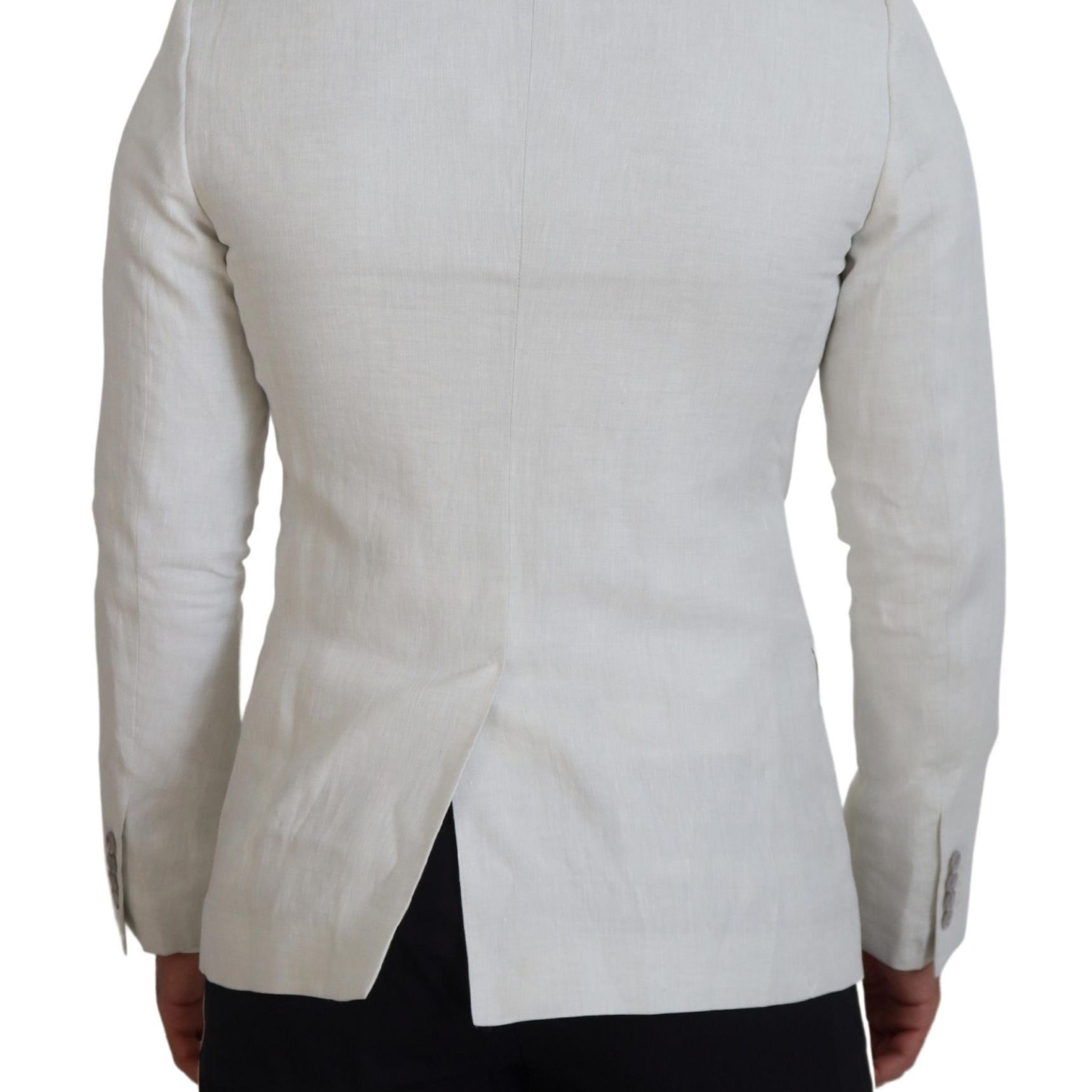 Dolce & Gabbana White Linen Slim Fit Jacket Blazer