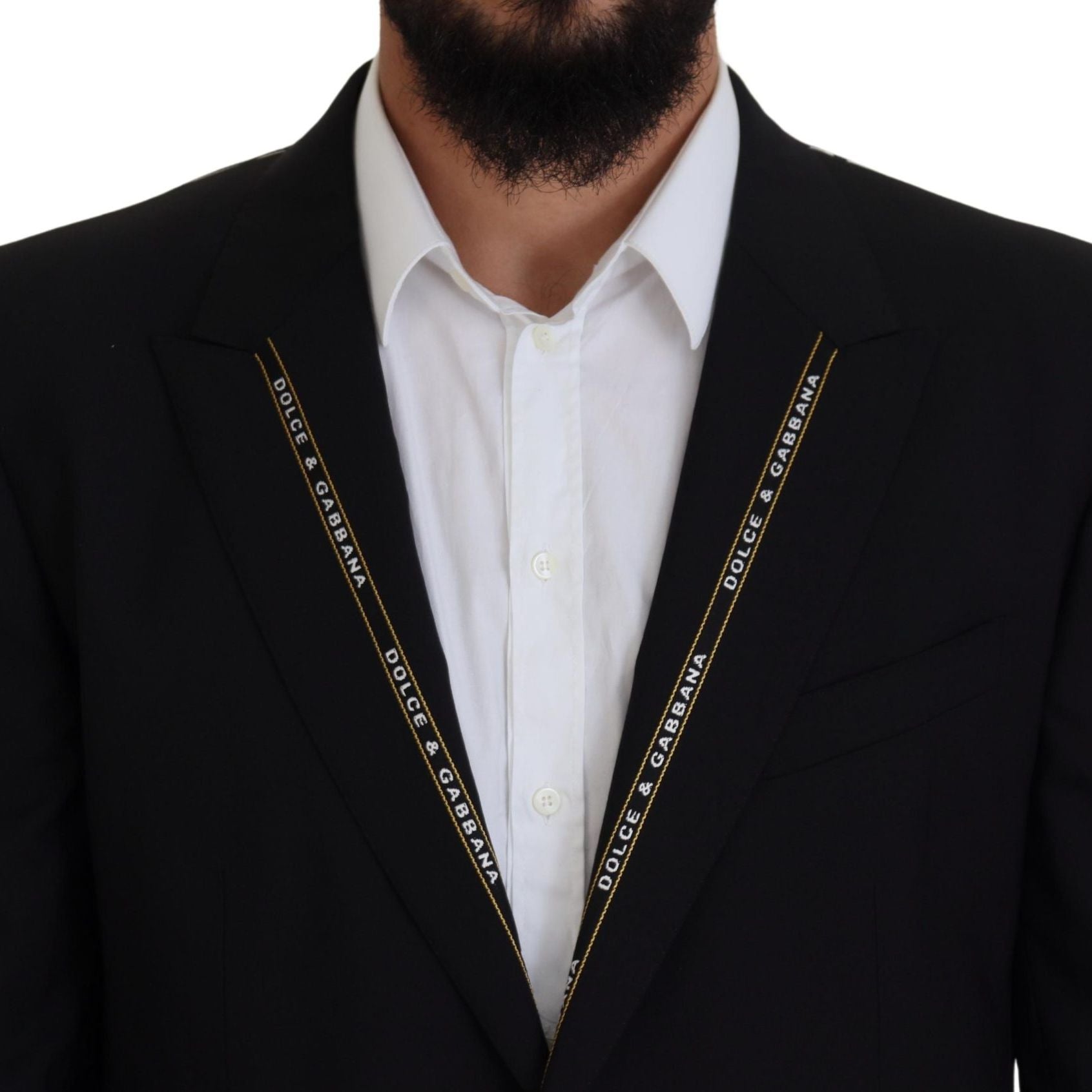 Dolce & Gabbana Black Wool Stretch Slim Fit Jacket Blazer