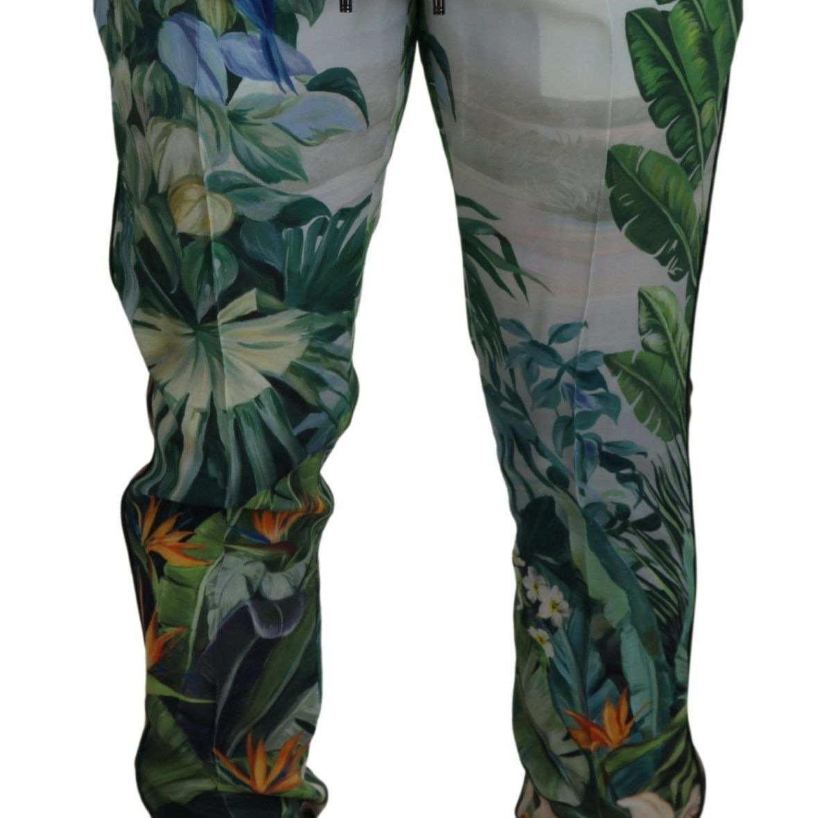 Dolce & Gabbana White Floral Printed Men Jogger Pants