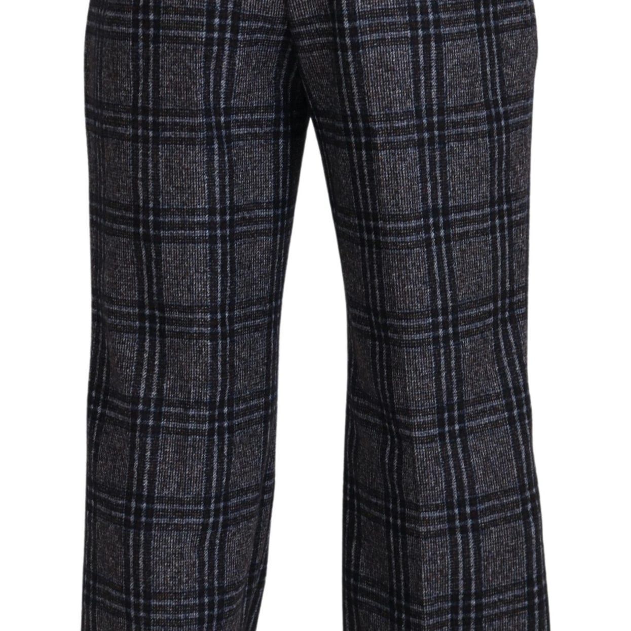 Dolce & Gabbana Gray Checkered Mid Waist Men Pants