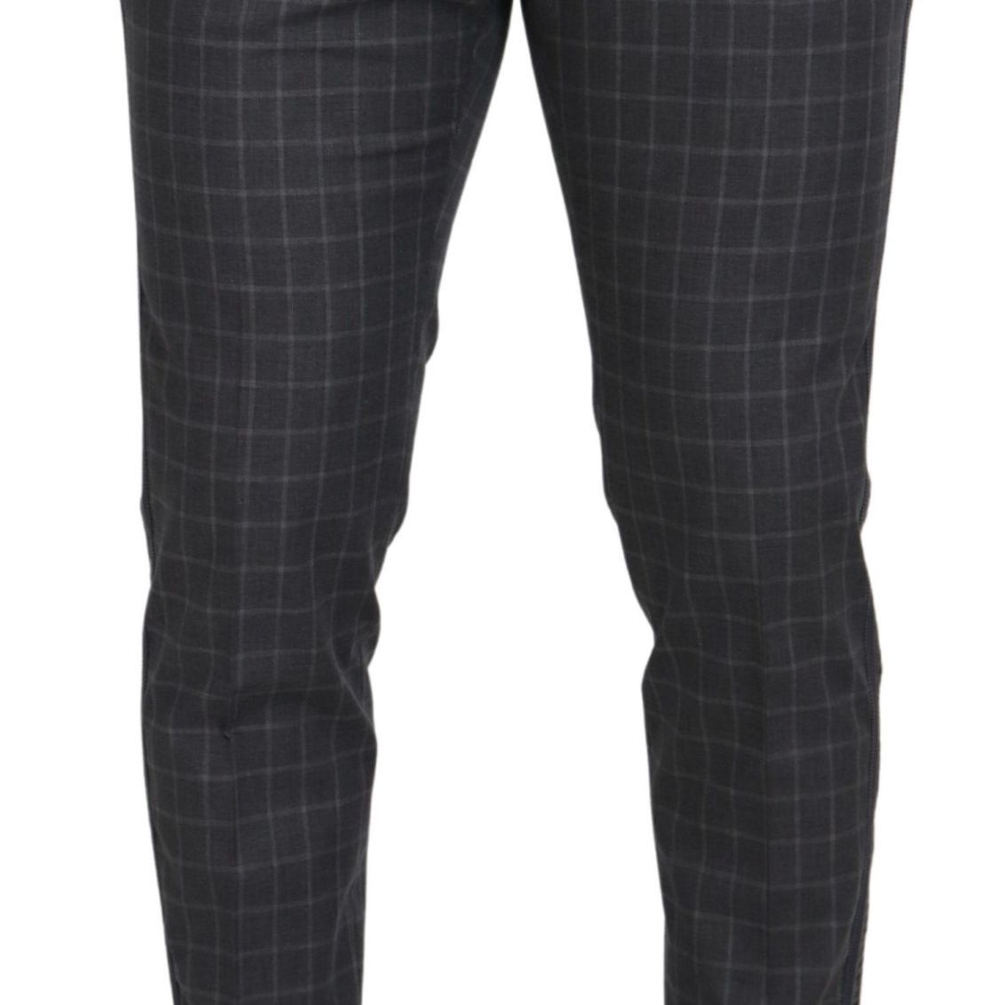 Dolce & Gabbana Grey Cotton Checkered Chino Pants