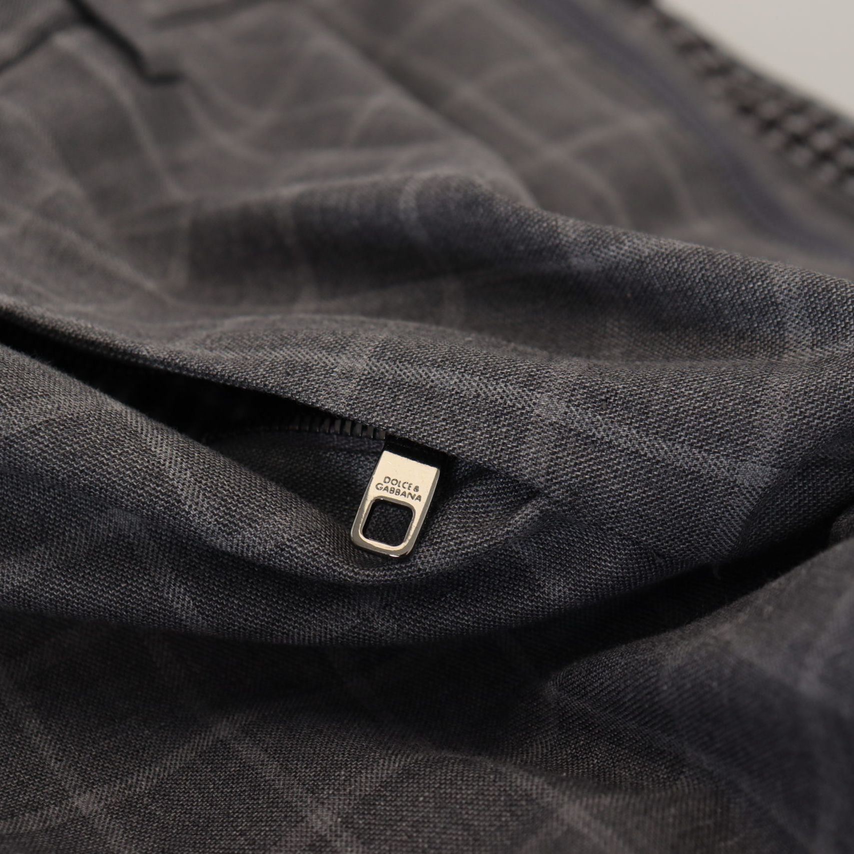 Dolce & Gabbana Grey Cotton Checkered Chino Pants