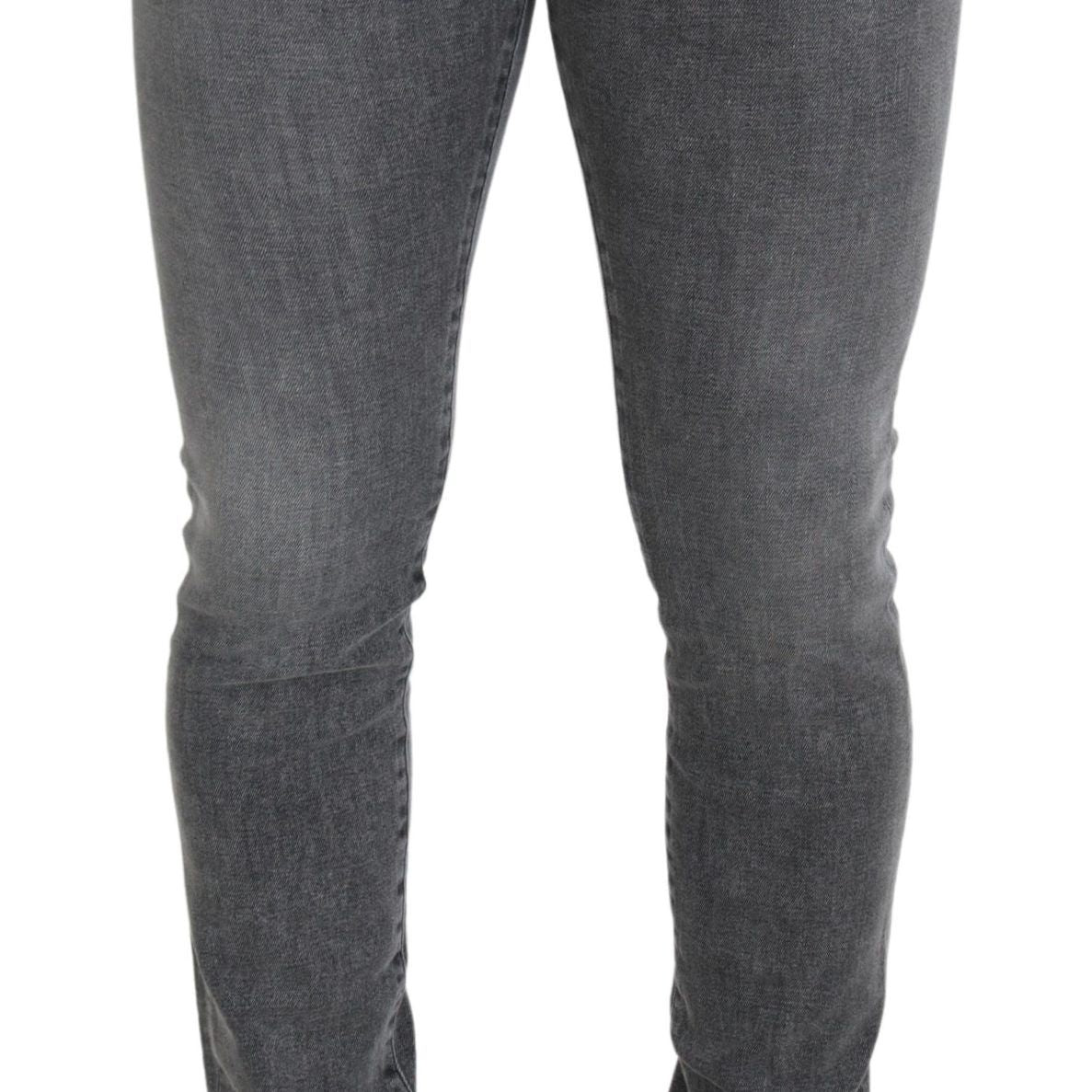 Dolce & Gabbana Grey Washed Cotton Skinny Denim Jeans