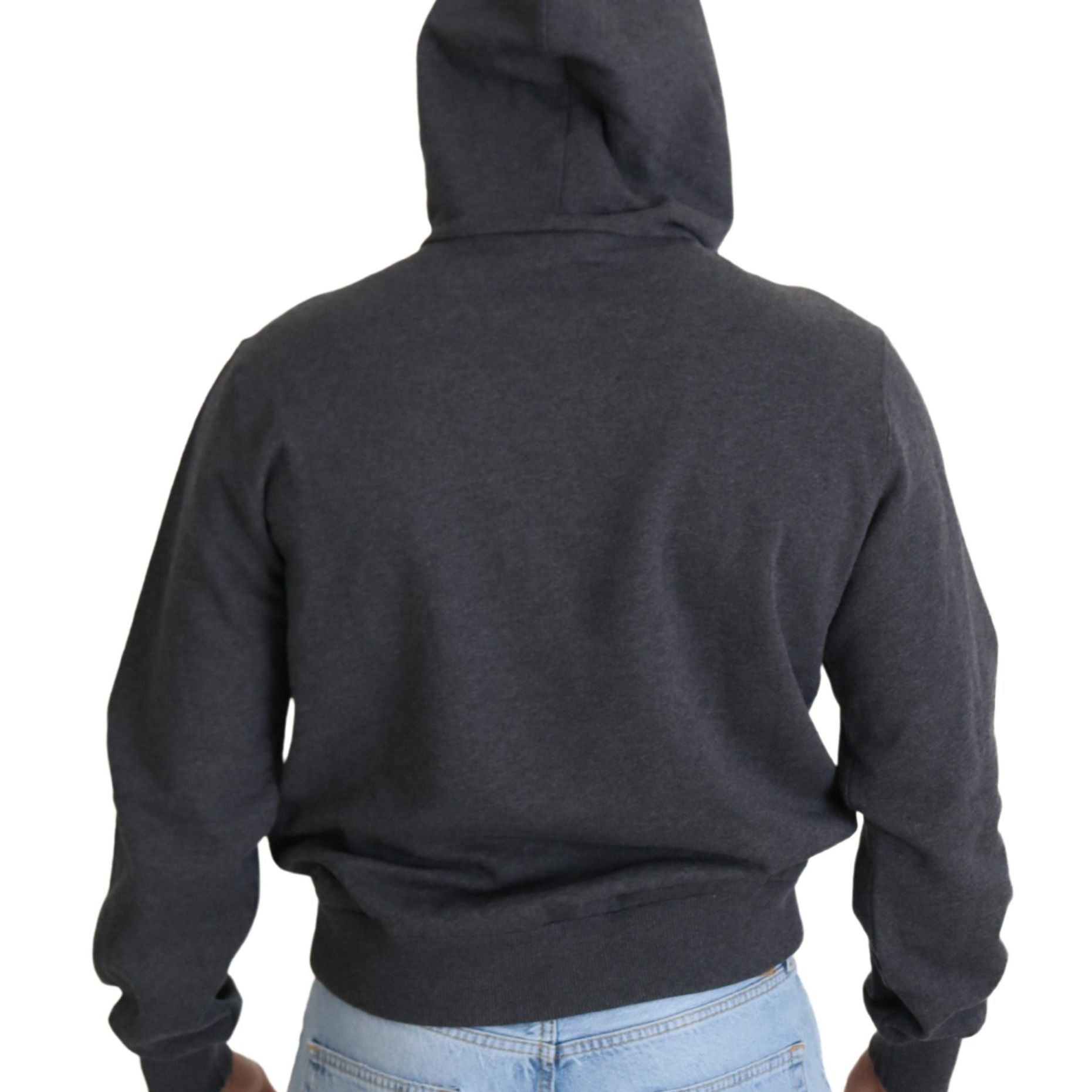 Dolce & Gabbana Gray Logo Cotton Hooded Sweatshirt Sweater
