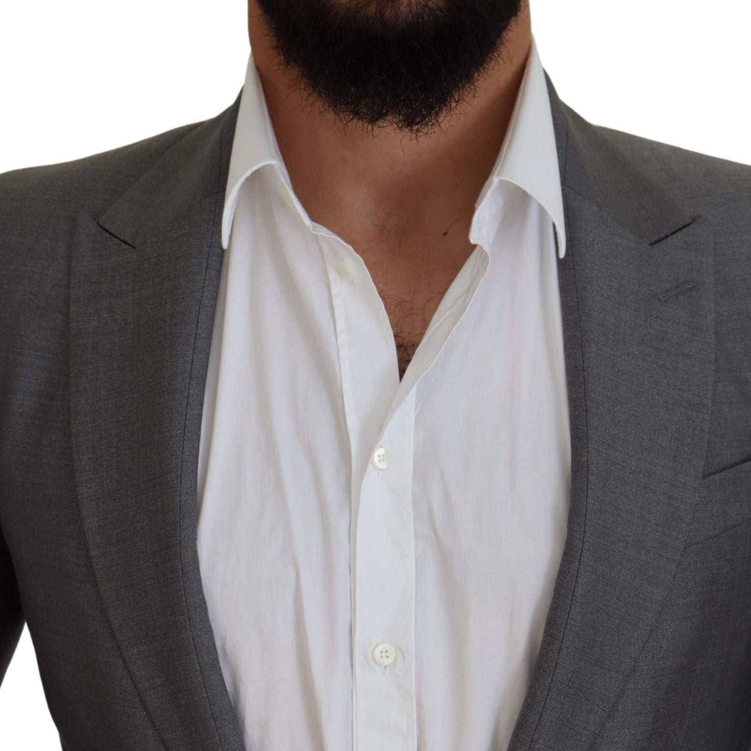 Dolce & Gabbana Gray Wool Silk Slim Fit Jacket Blazer