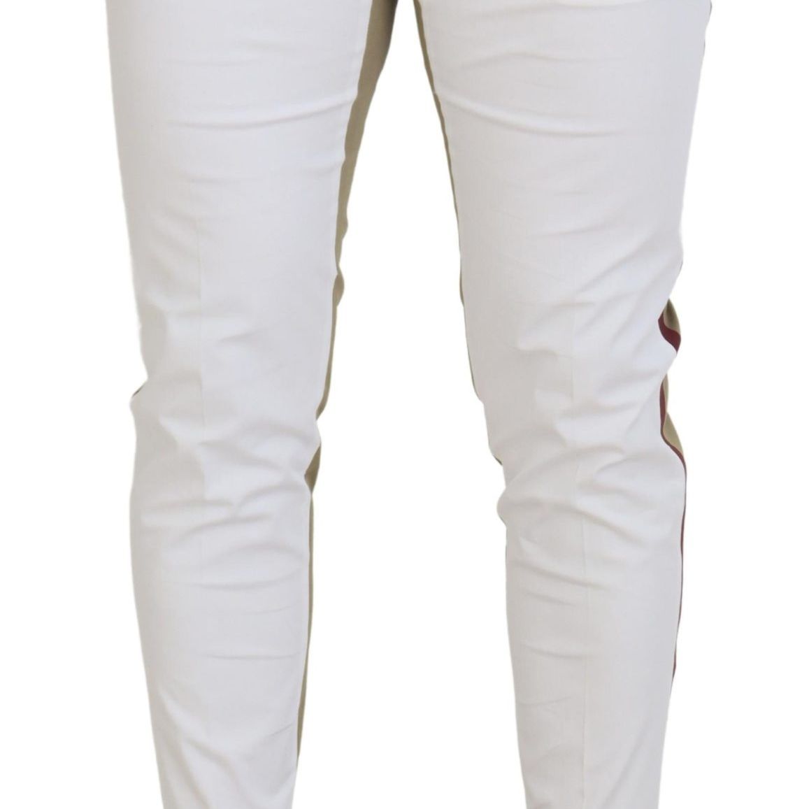 Dolce & Gabbana White Brown Slim Fit Chino Pants
