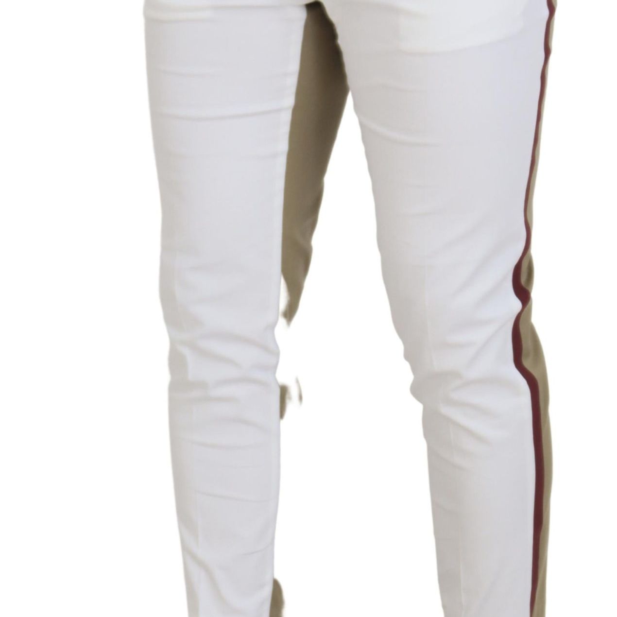 Dolce & Gabbana White Brown Slim Fit Chino Pants