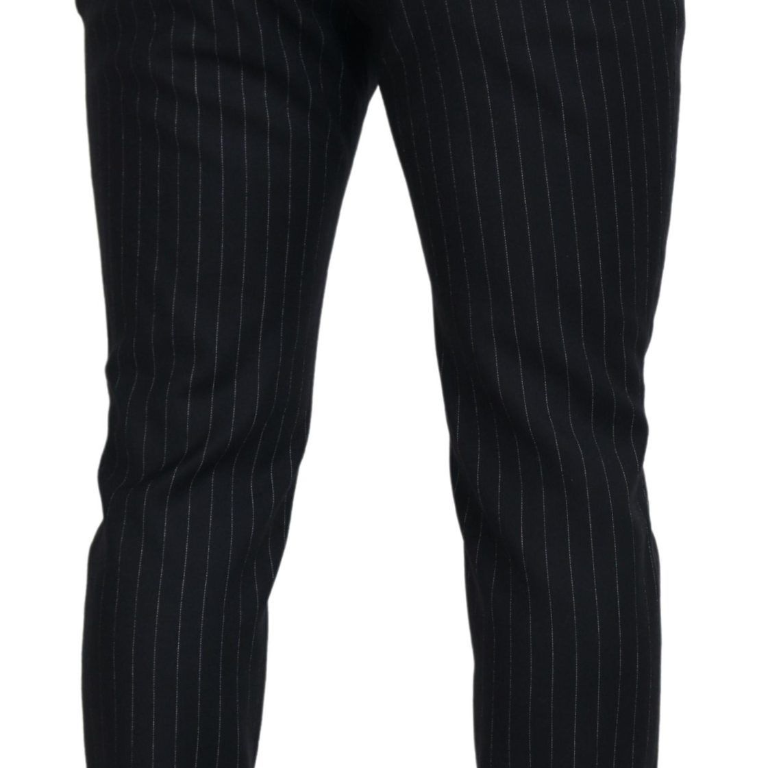 Dolce & Gabbana Black Wool Striped Chino Pants