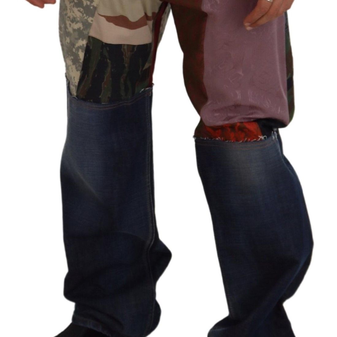 Dolce & Gabbana Multicolor Silk Patchwork Men Denim Jeans