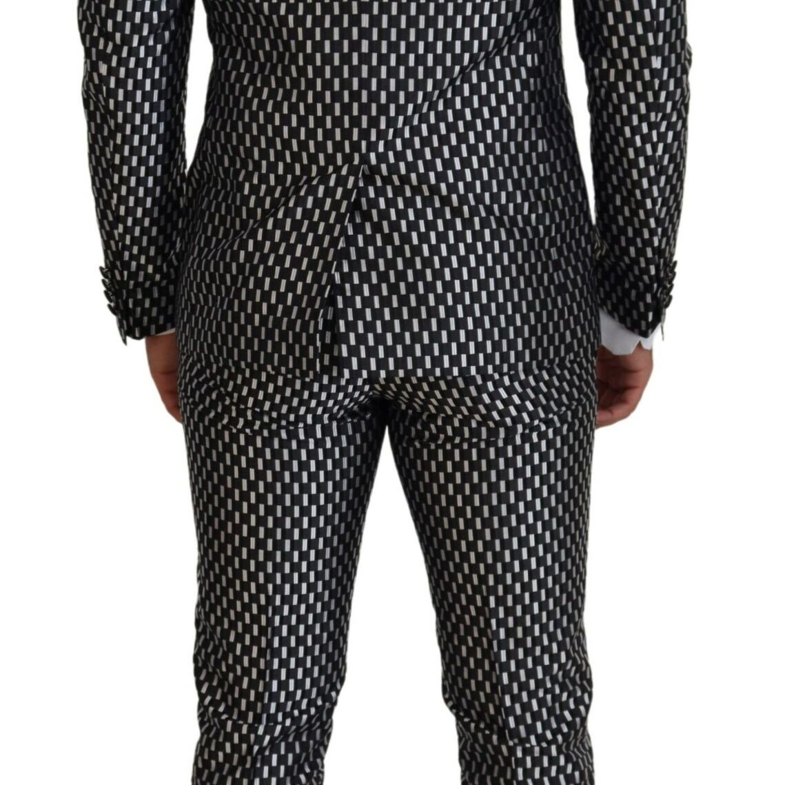 Dolce & Gabbana Black White Silk MARTINI Slim Fit Suit
