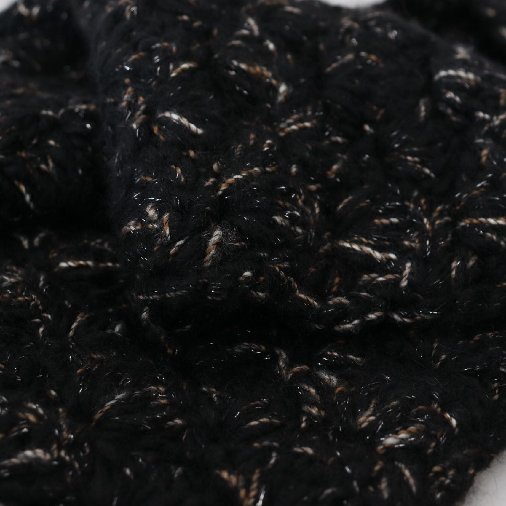 Dolce & Gabbana Black Wool Knitted Wrap Foulard Fringe Scarf