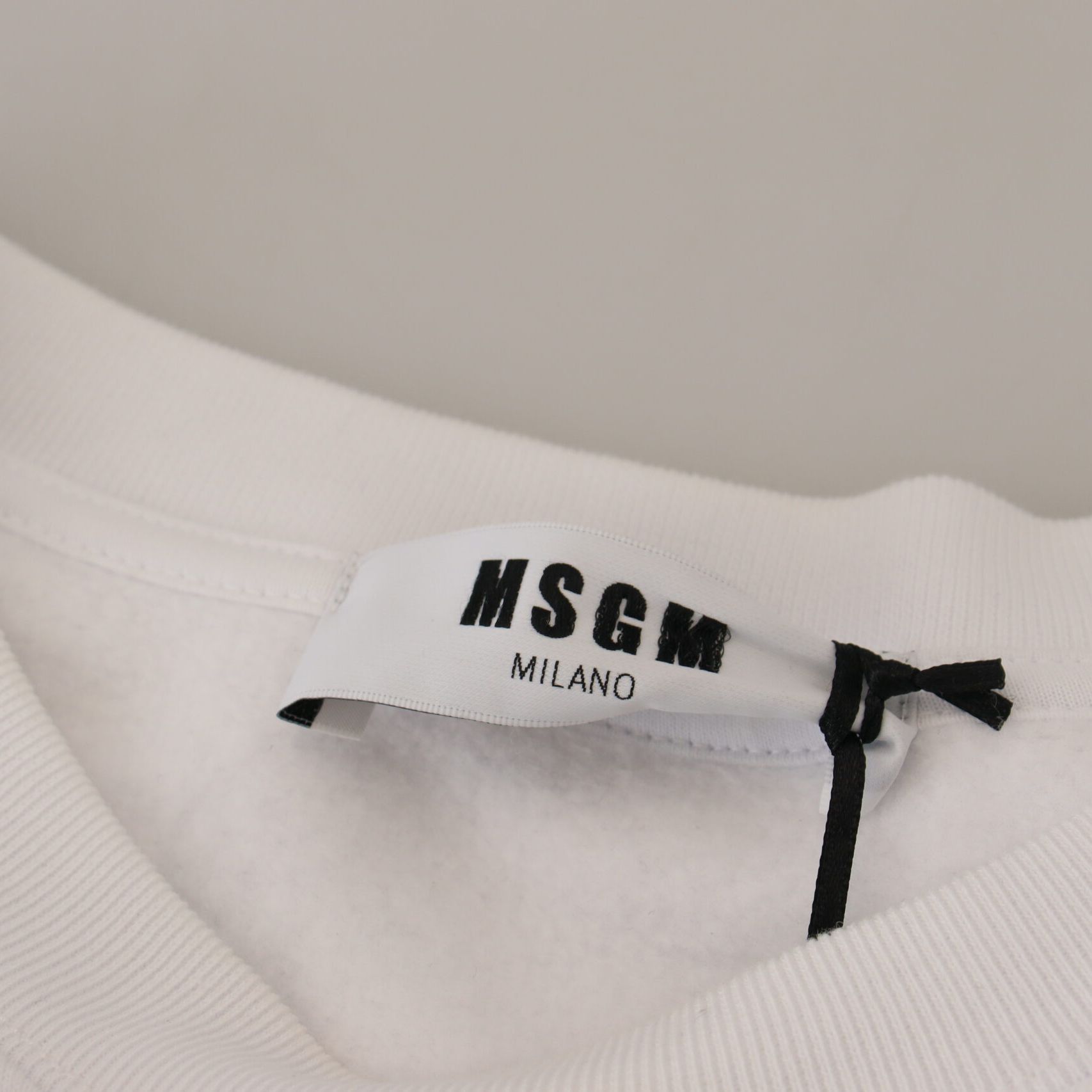 MSGM White Cotton Crewneck Pullover Sweatshirt Sweater