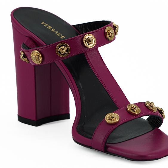 Versace Purple Calf Leather High Heel Sandals
