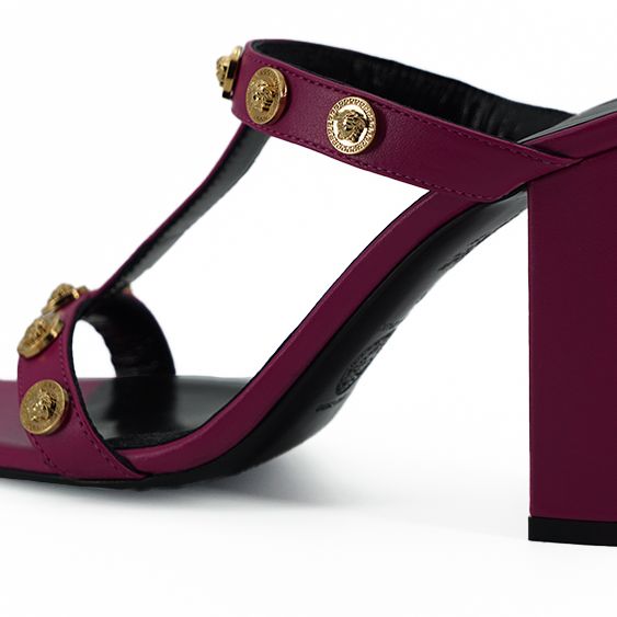 Versace Purple Calf Leather High Heel Sandals