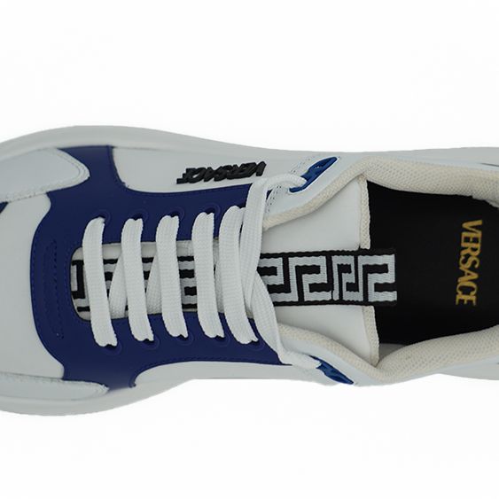 Versace Blue and White Calf Leather Sneakers