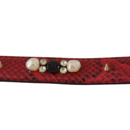 Dolce & Gabbana Red Exotic Leather Crystals Bag Shoulder Strap
