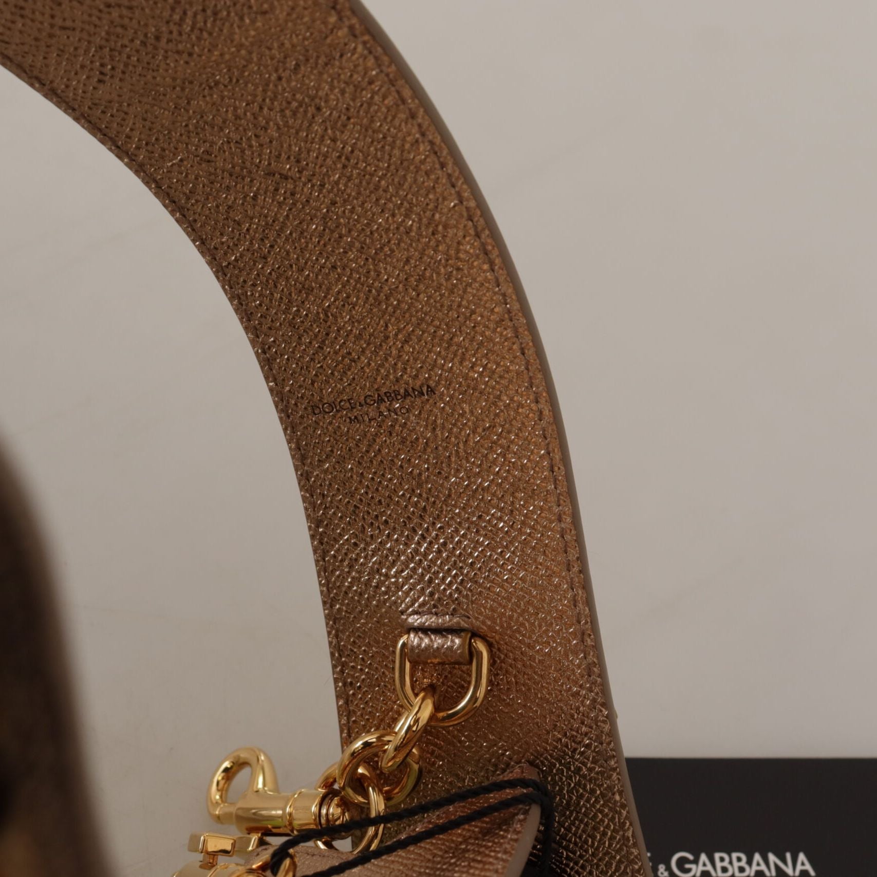 Dolce & Gabbana Gold Leather LOVE Patch Bag Shoulder Strap
