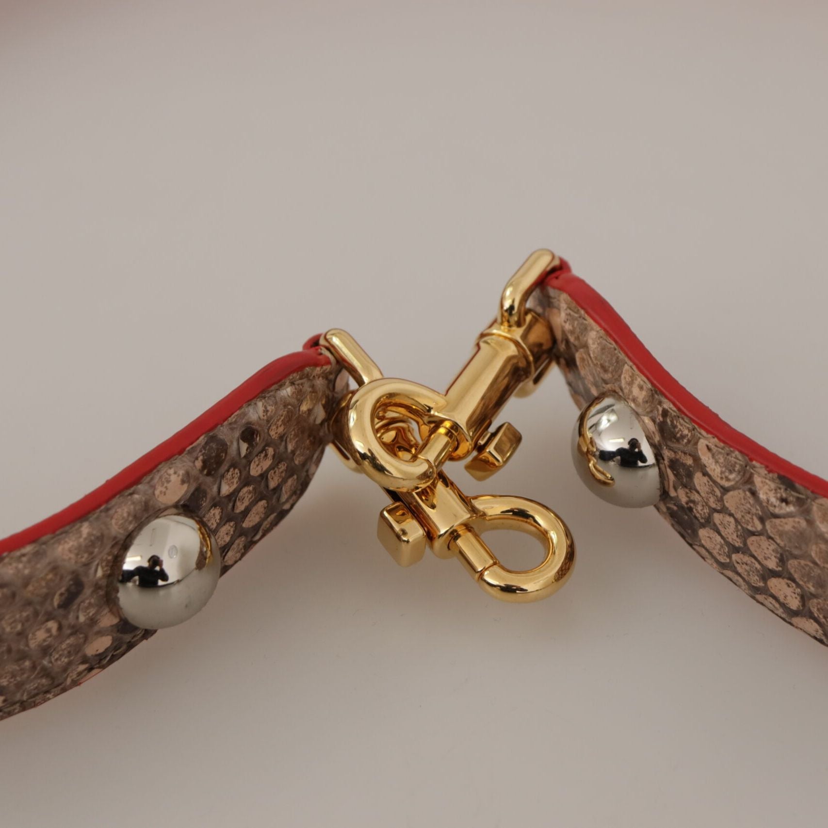 Dolce & Gabbana Brown Python Leather Crystals Shoulder Strap