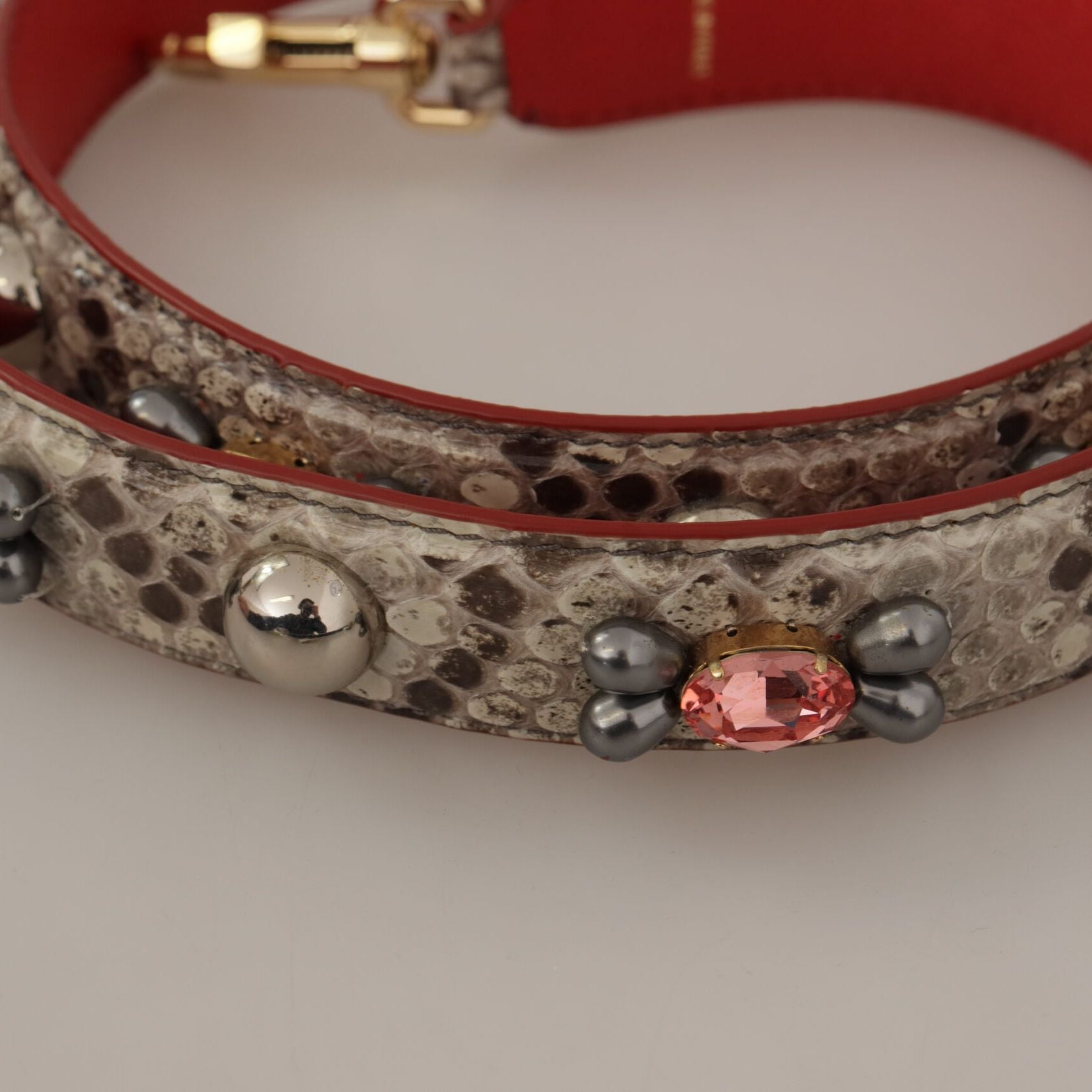 Dolce & Gabbana Beige Exotic Leather Studded Shoulder Strap