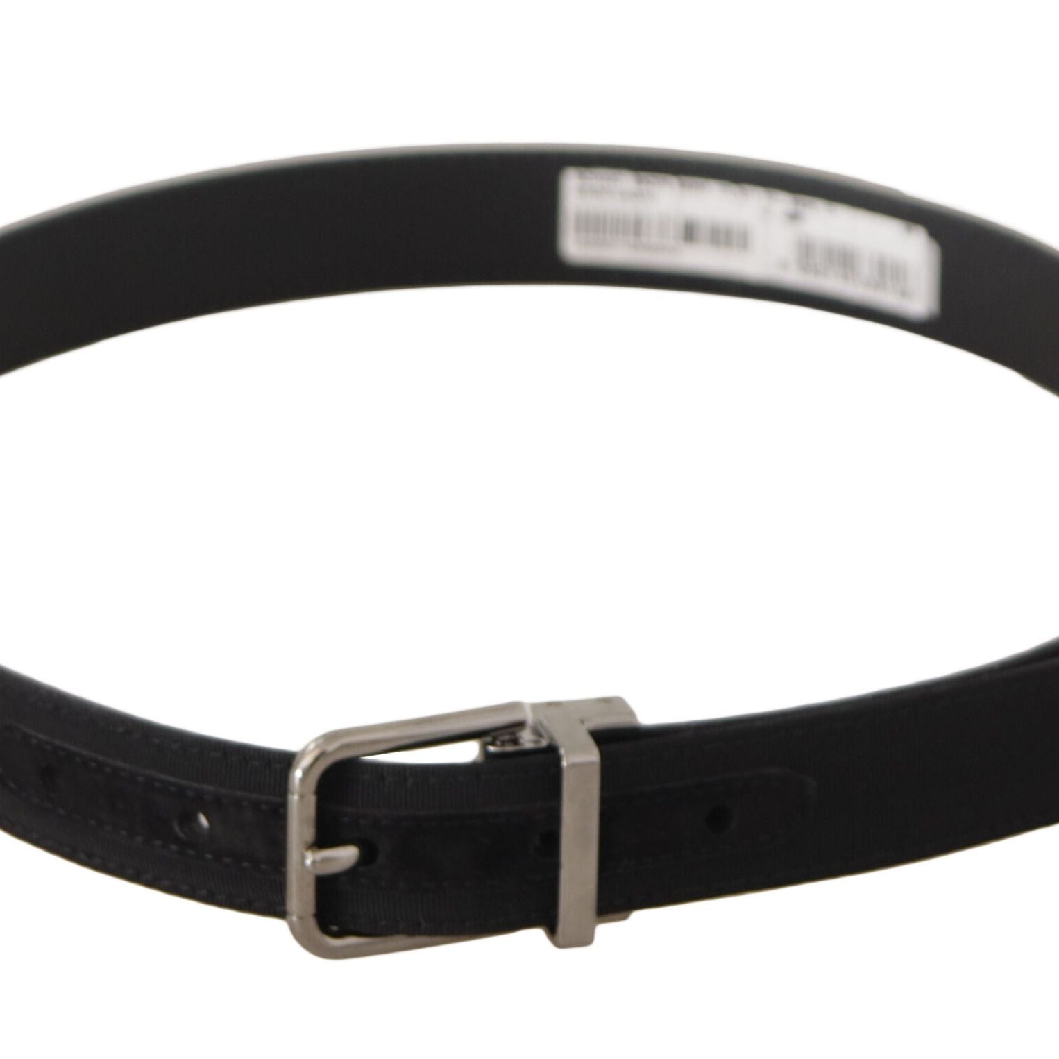 Dolce & Gabbana Black Canvas Leather Silver Tone Metal Buckle Belt