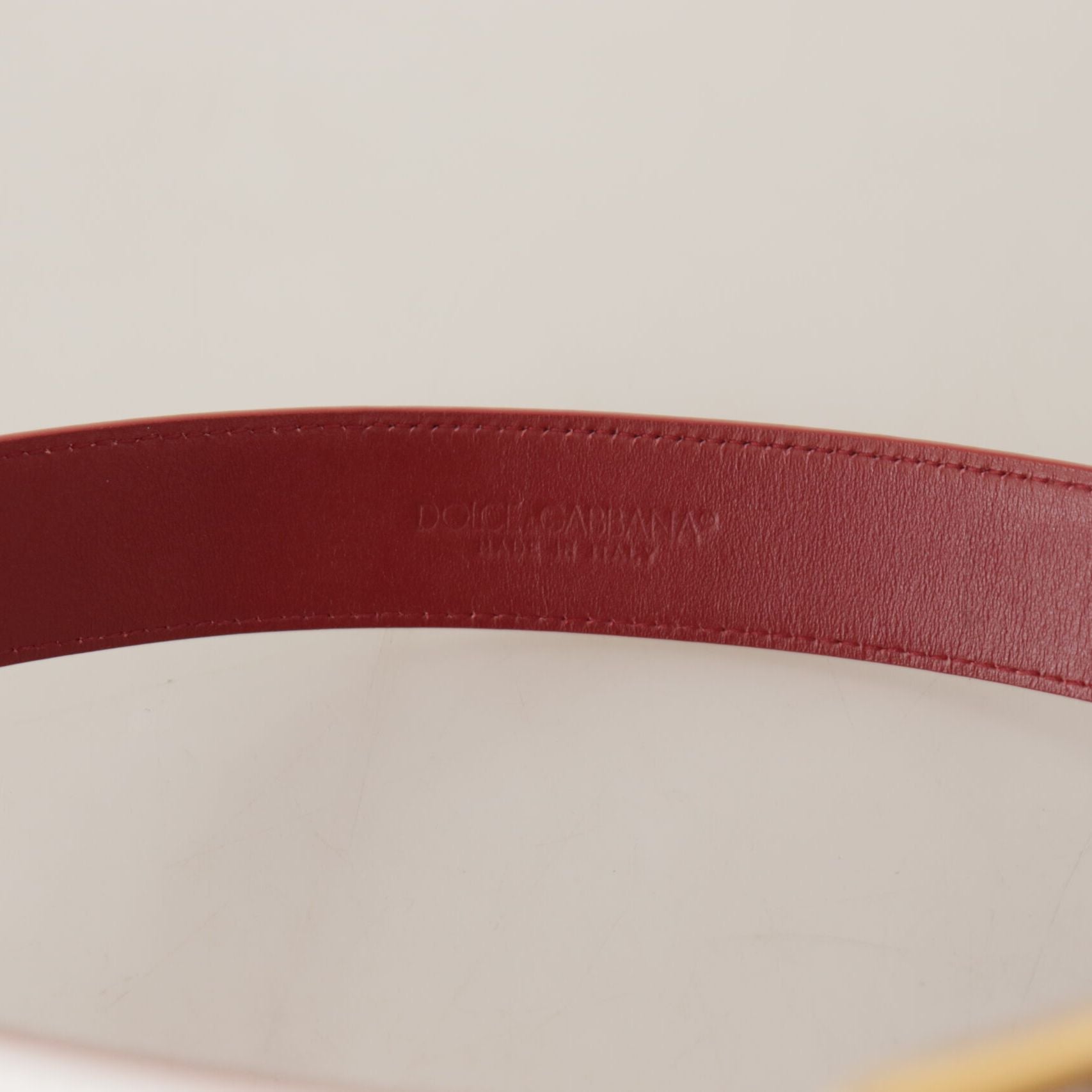 Dolce & Gabbana White Calf Leather Two-Toned Gold Metal Buckle Belt