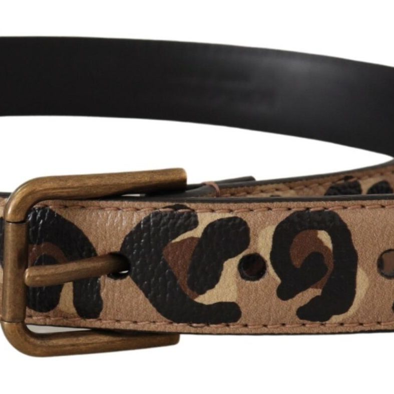 Dolce & Gabbana Brown Leopard Print Vintage Metal Waist Buckle Belt
