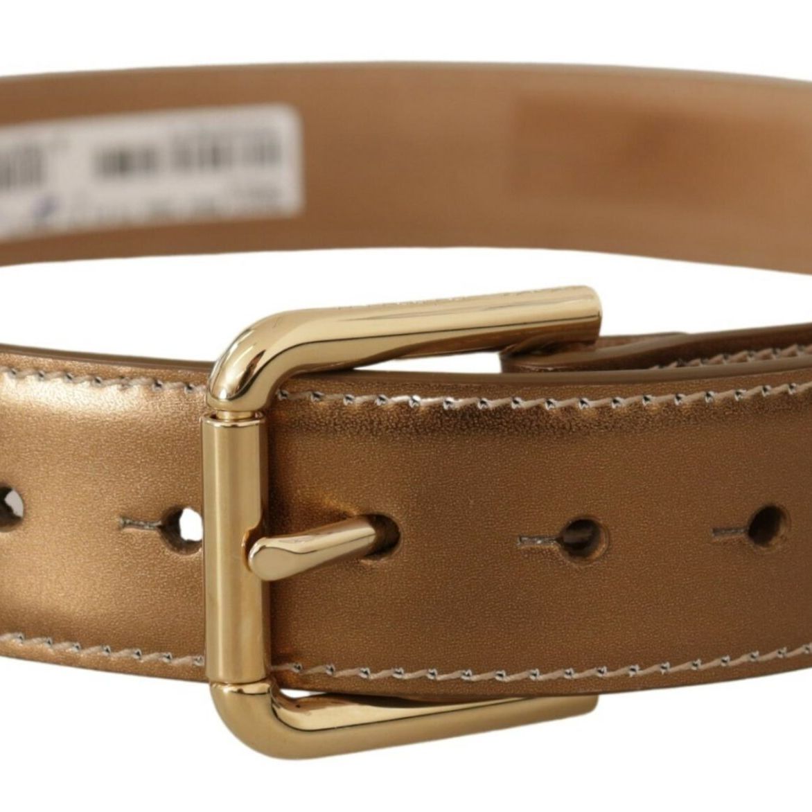Dolce & Gabbana Bronze Calf Leather Gold Logo Waist Buckle Belt