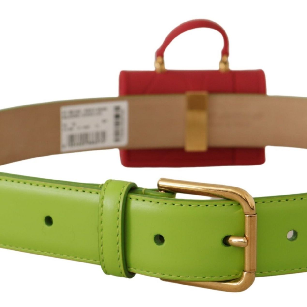 Dolce & Gabbana Green Leather Devotion Heart Micro Bag Headphones Belt
