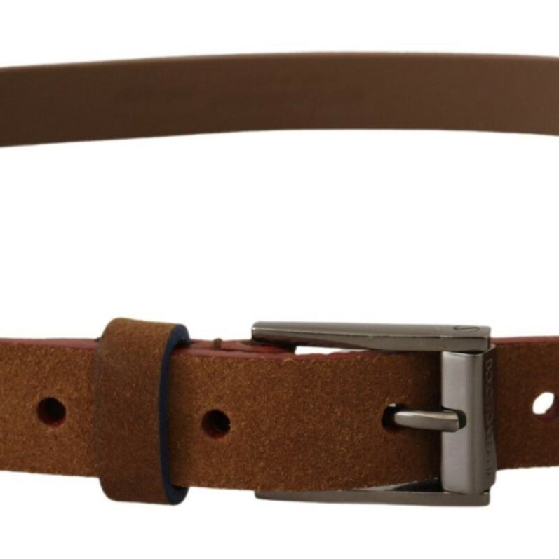 Dolce & Gabbana Brown Logo Engraved Metal Waist Buckle Belt