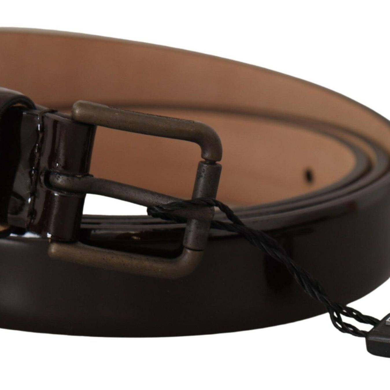 Dolce & Gabbana Black Patent Leather Logo Metal Waist Buckle Belt