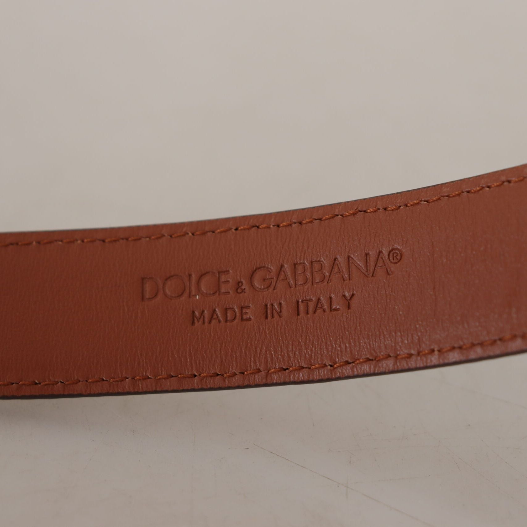 Dolce & Gabbana Brown Leopard Embossed Leather Buckle Belt