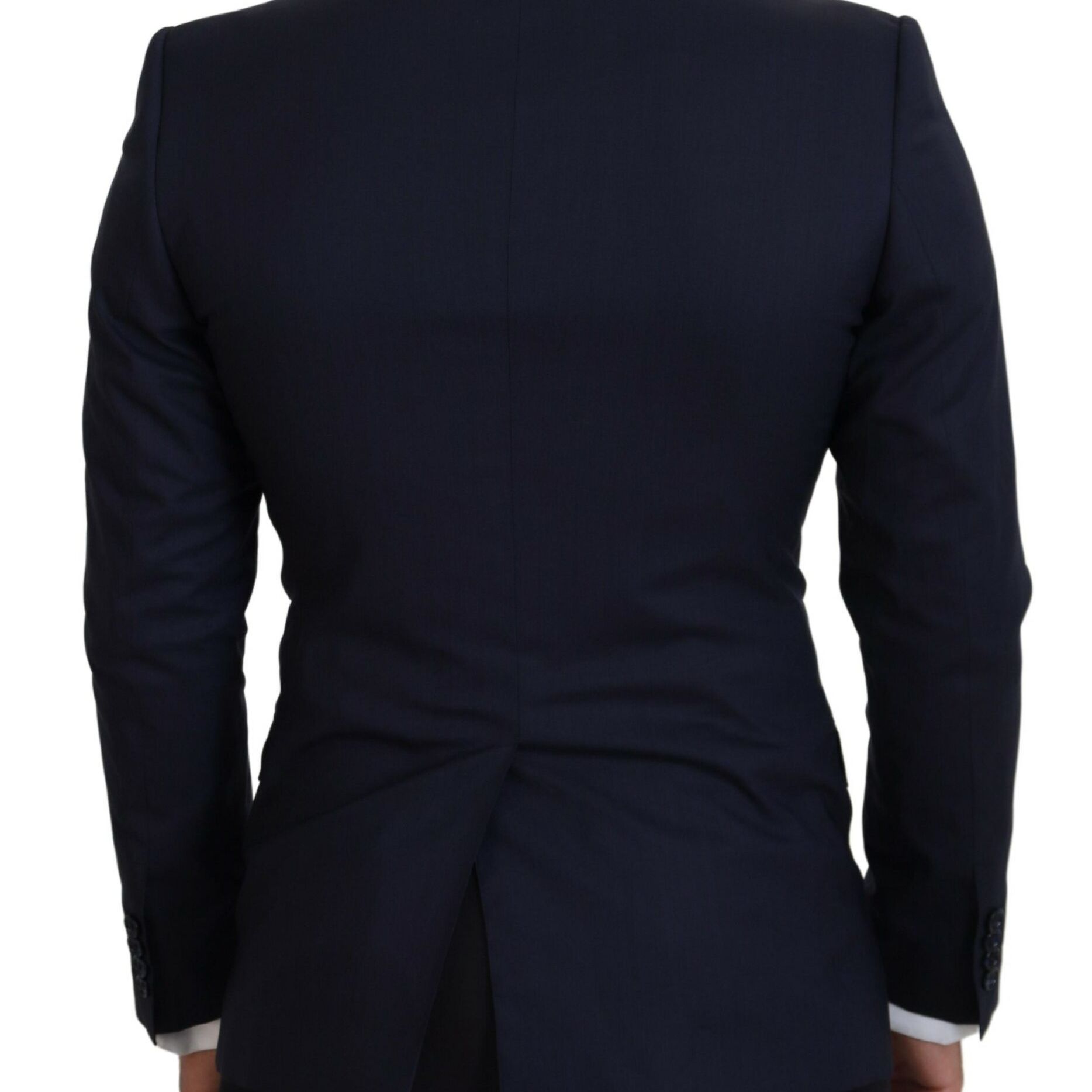 Dolce & Gabbana Blue Wool Slim Fit Formal Coat Blazer