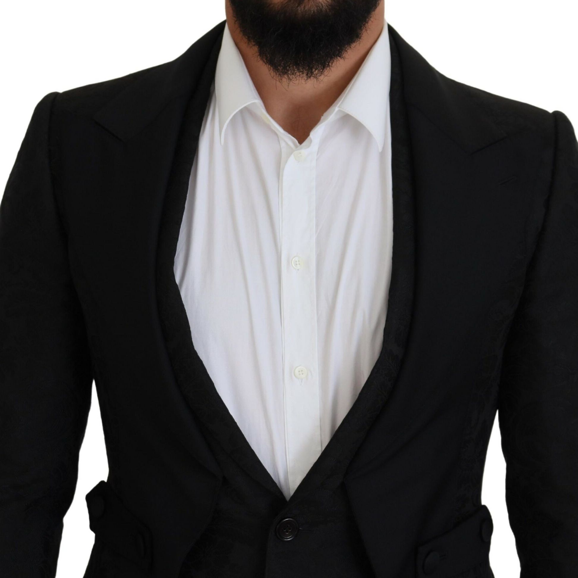 Dolce & Gabbana Black Polyester Men 2 Piece MARTINI Suit