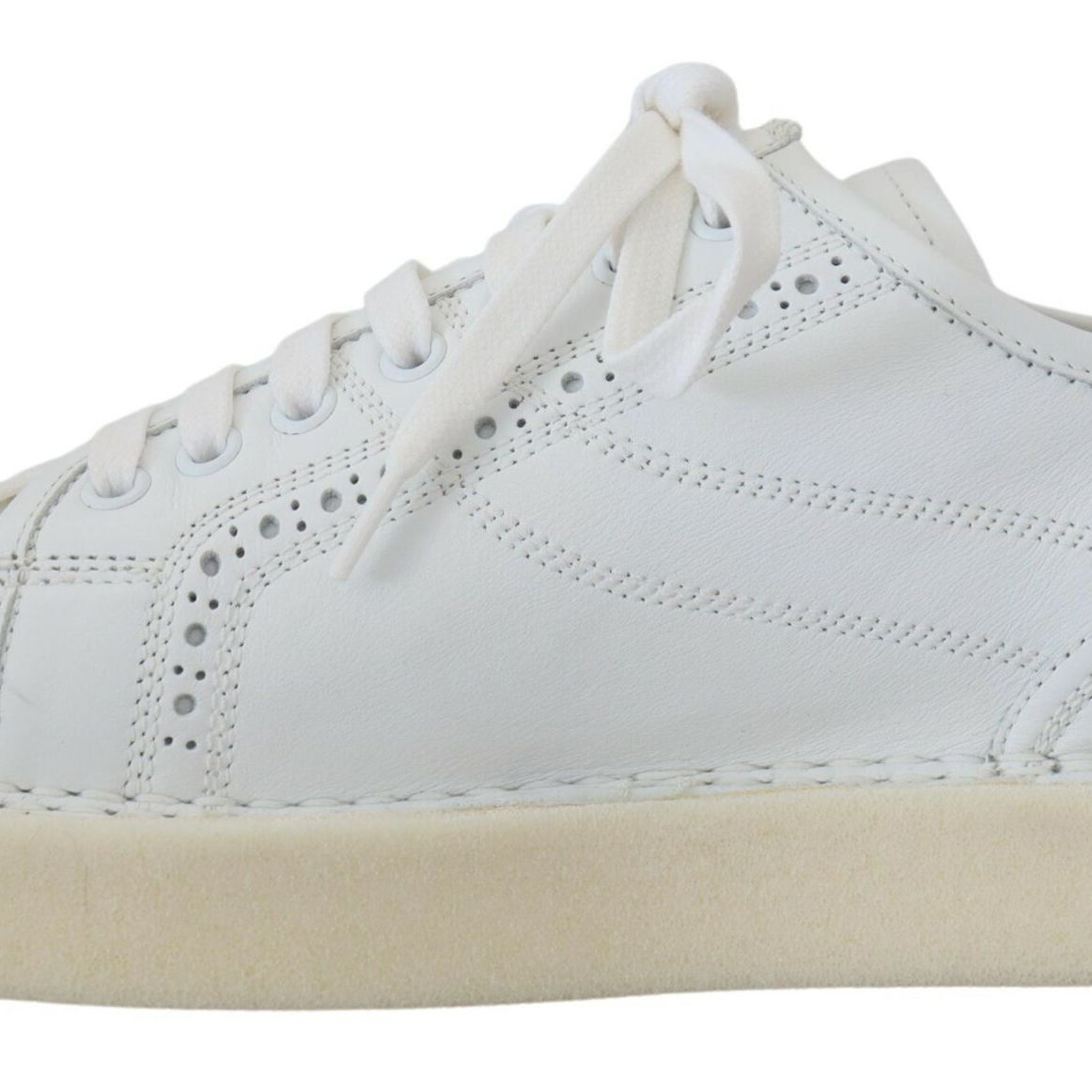 Dolce & Gabbana White Leather Low Top Oxford Sneakers Casual Shoes