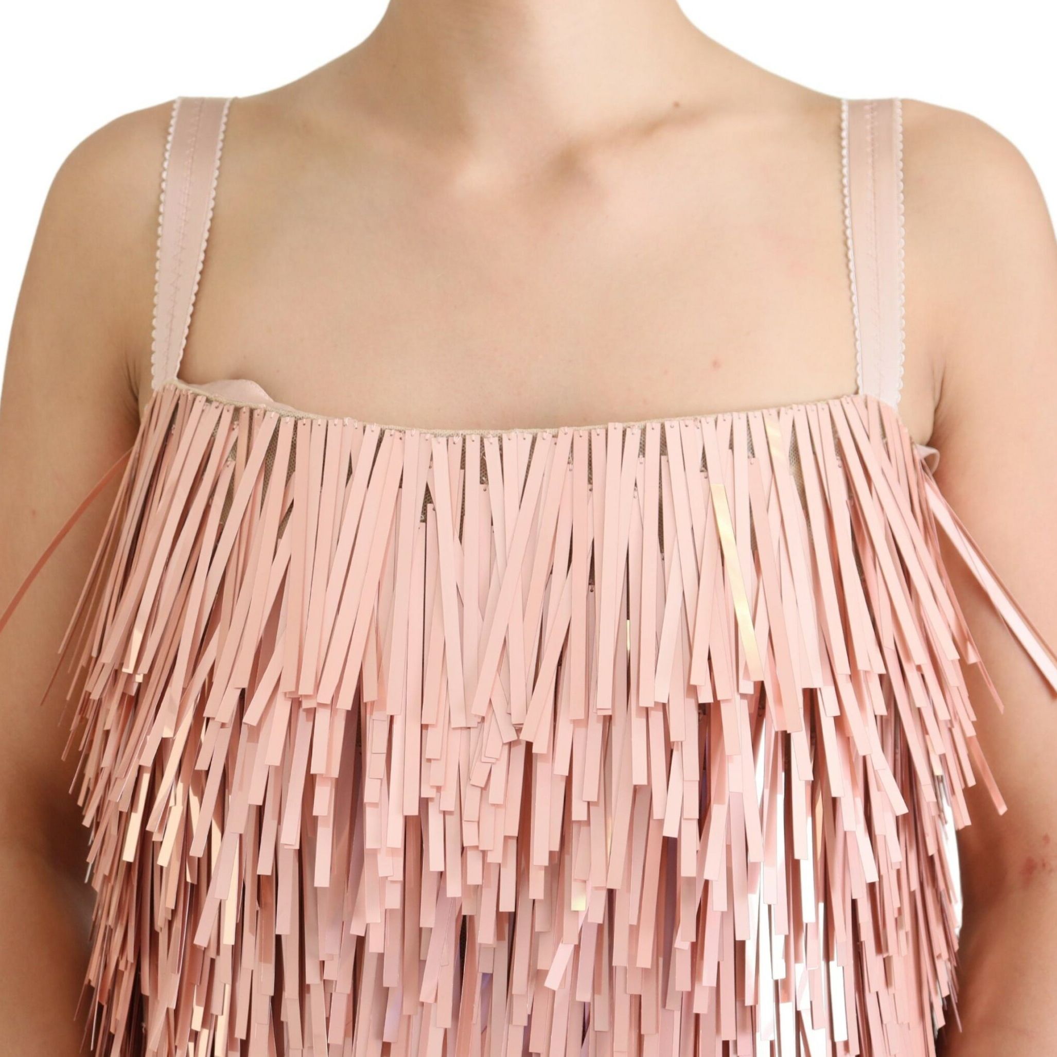 Dolce & Gabbana Pink Tinsel Sleeveless Shift A-line Dress