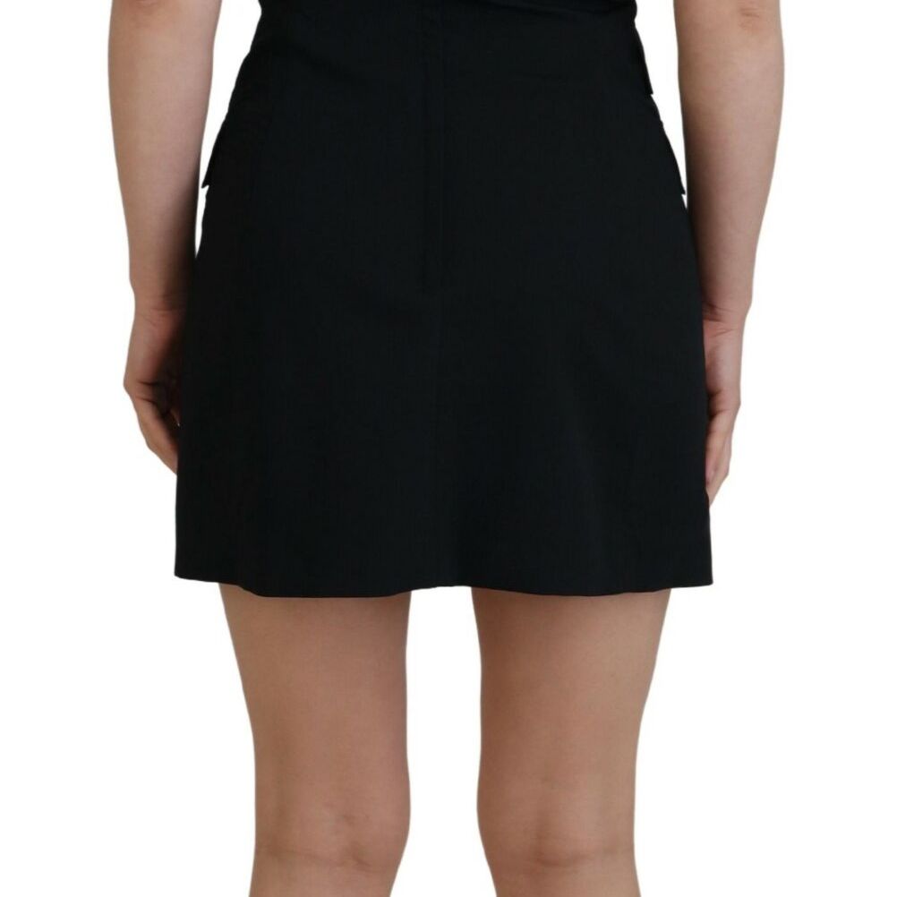 Dolce & Gabbana Black Fit Wool Stretch Sheath Mini Dress