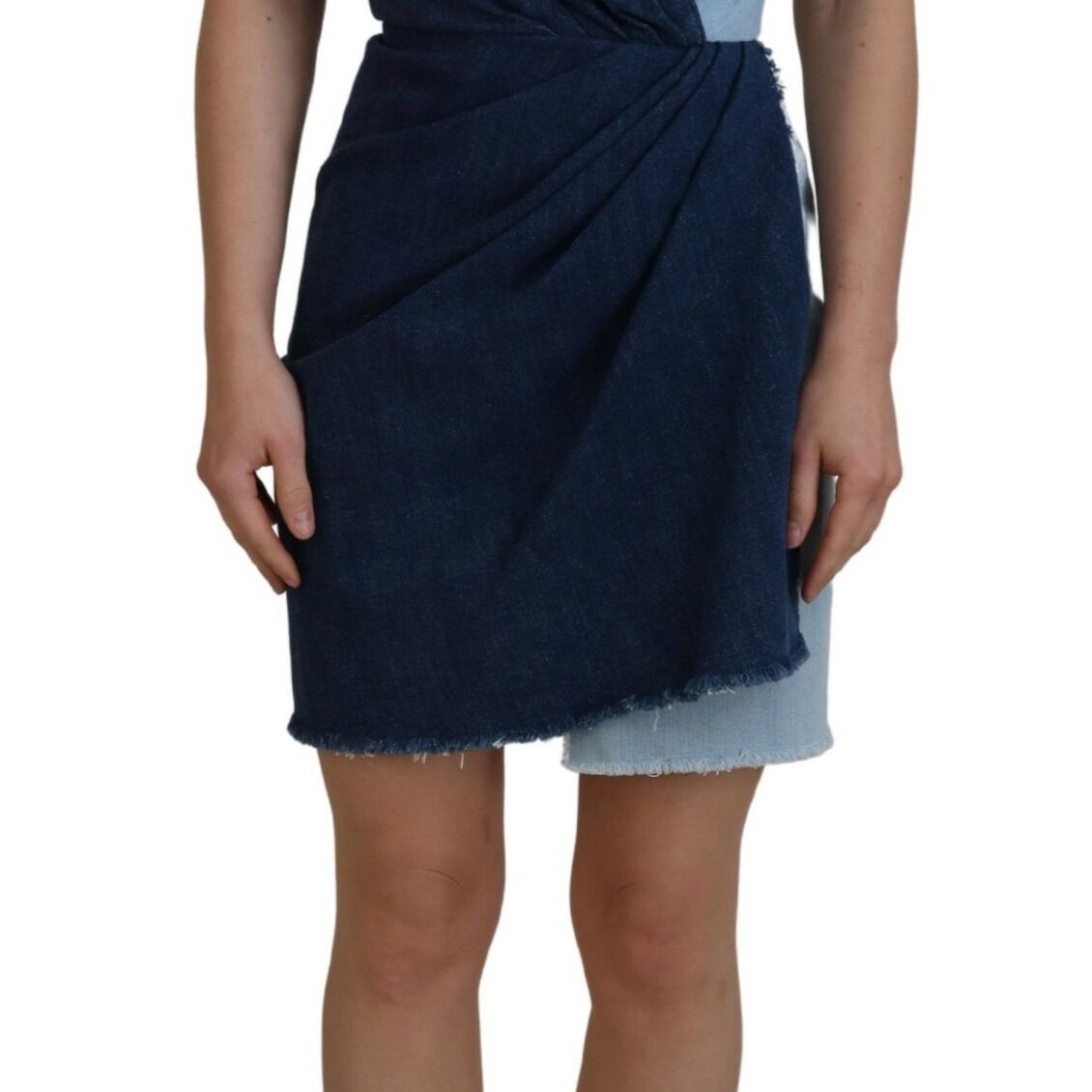 Dolce & Gabbana Two Tone Blue Patchwork Denim Mini Dress