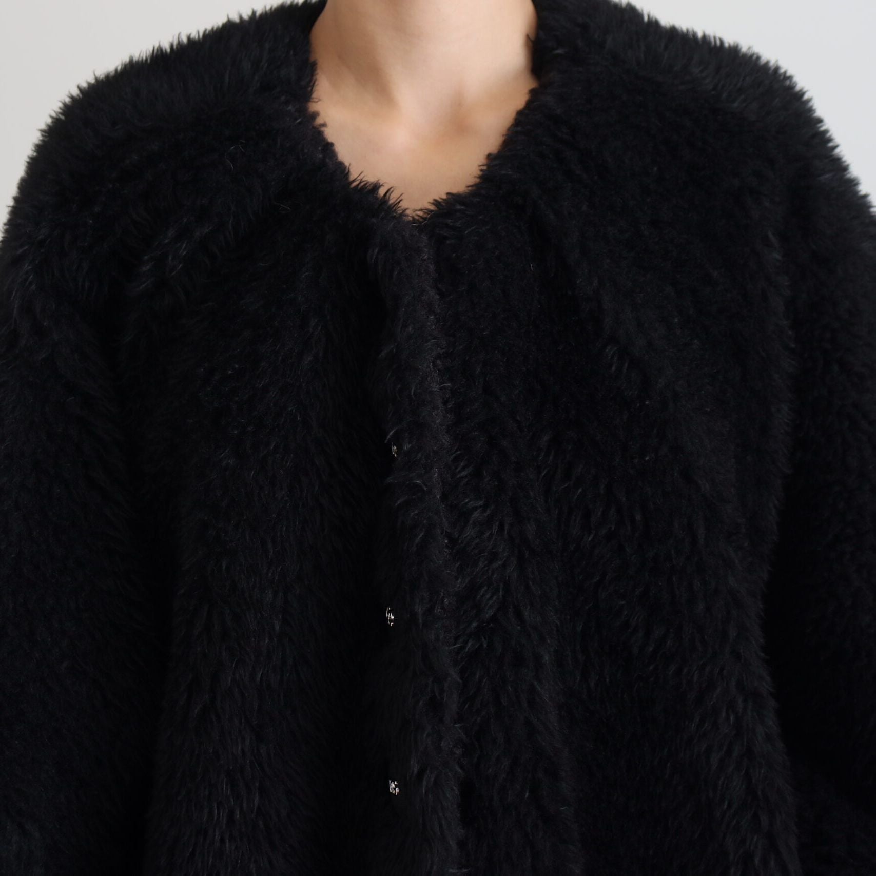 Dolce & Gabbana Black Cashmere Blend Faux Fur Coat Jacket