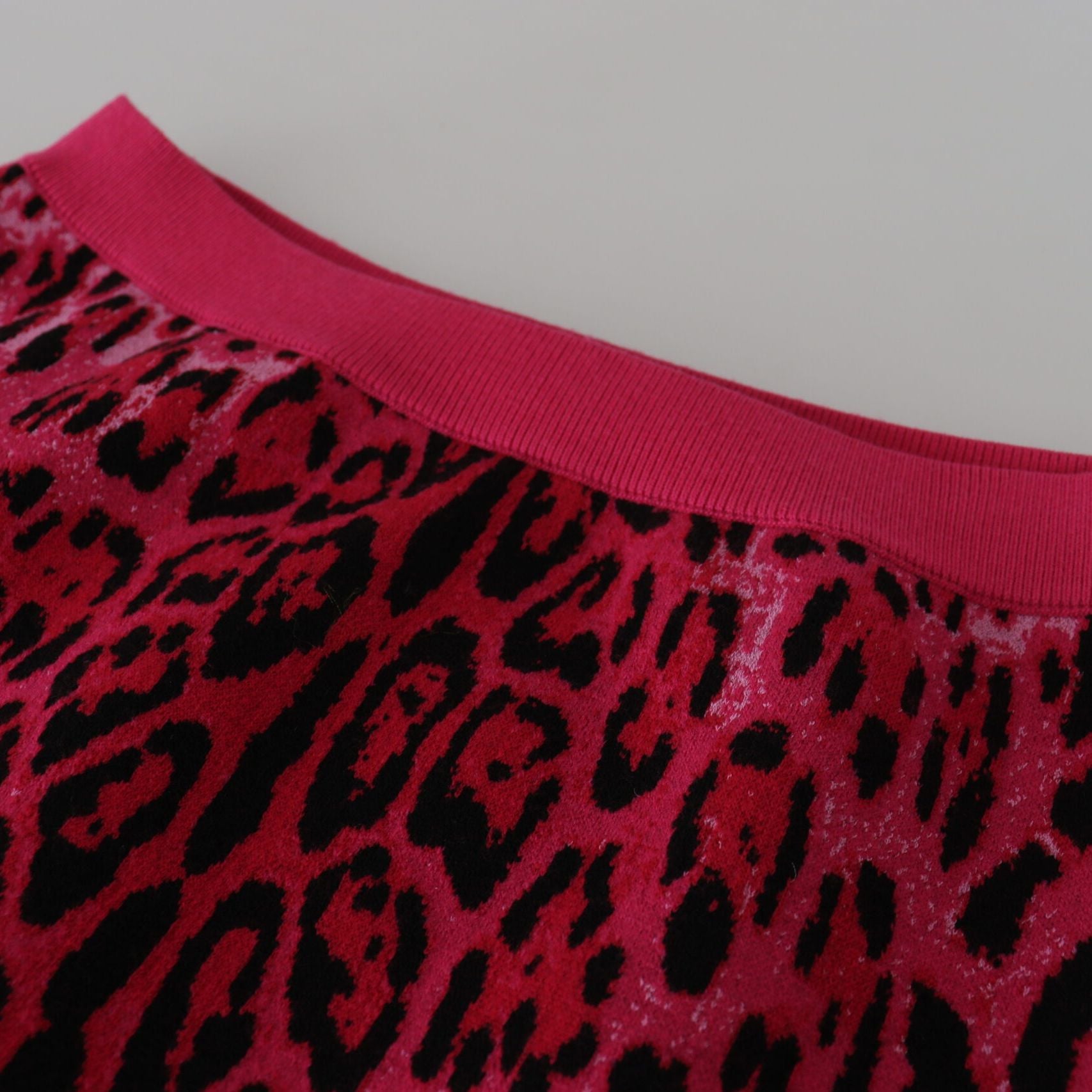 Dolce & Gabbana Pink Leopard High Waist A-line Mini Skirt