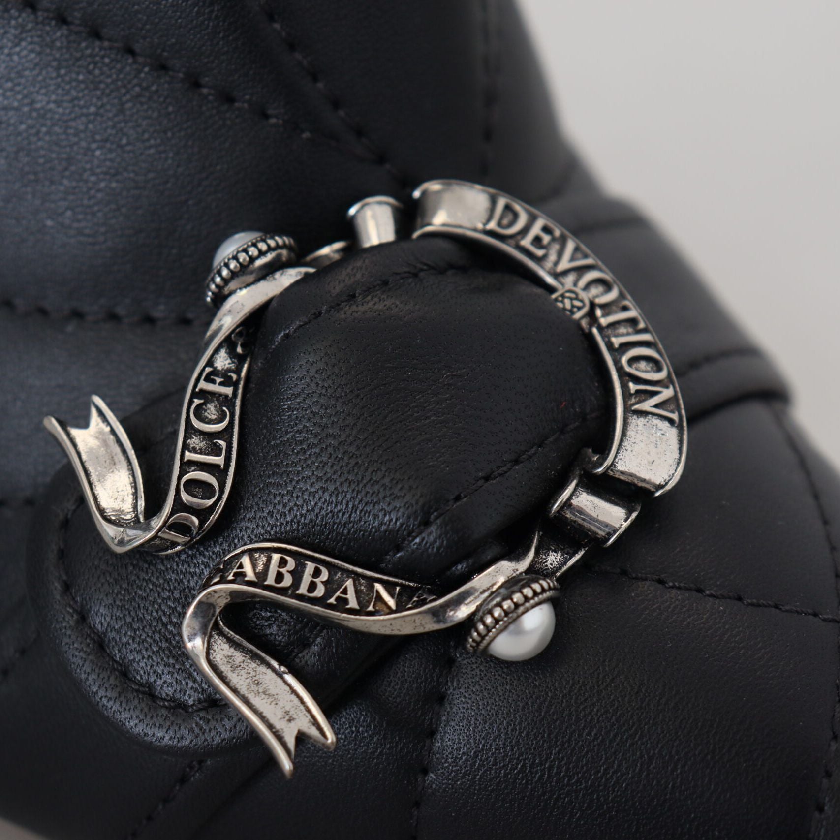 Dolce & Gabbana Black Devotion Quilted Buckled Ankle Boots Shoes