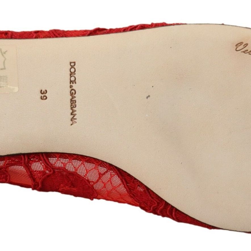 Dolce & Gabbana Red Taormina Crystals Loafers Flats Shoes