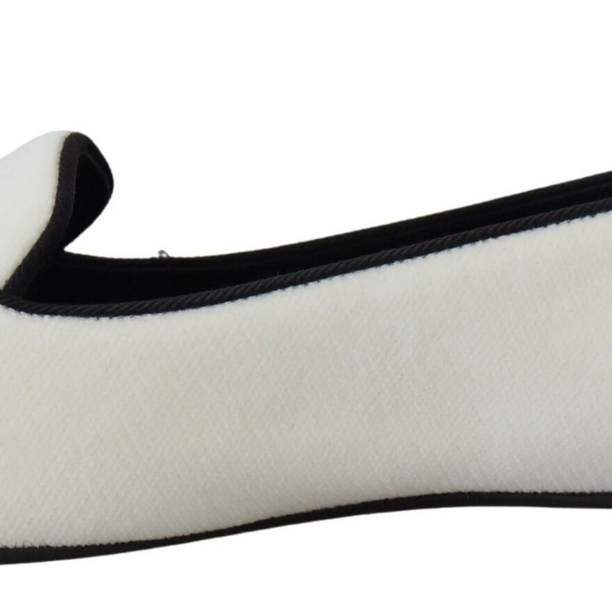 Dolce & Gabbana White Velvet Slip Ons Loafers Flats Shoes