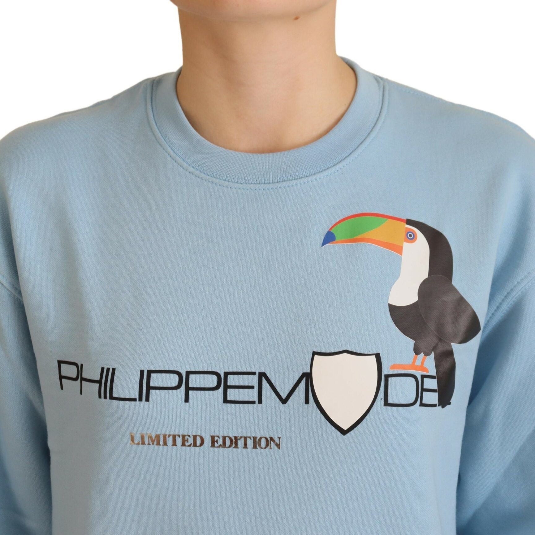 Philippe Model Light Blue Logo Printed Long Sleeves Sweater
