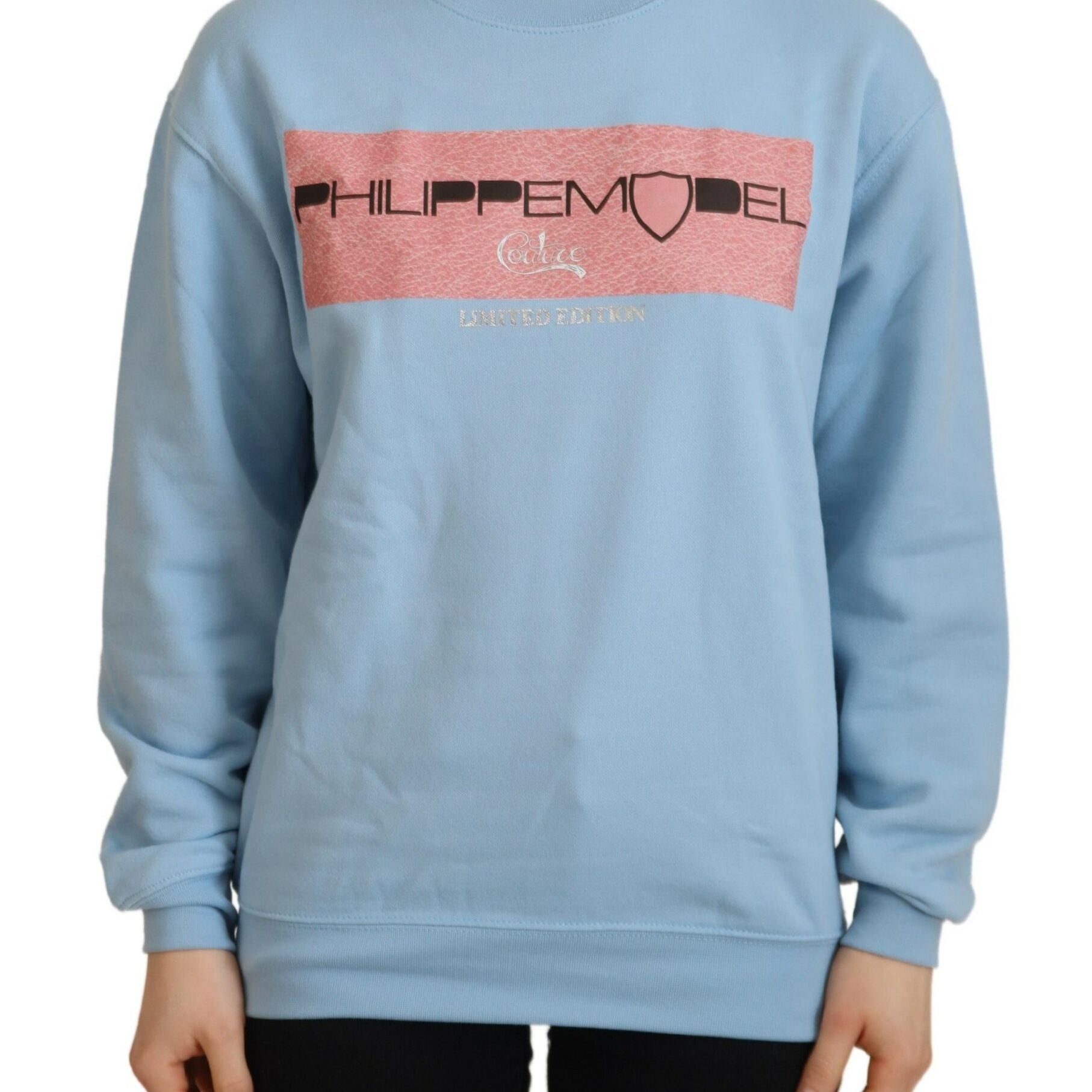 Philippe Model Light Blue Logo Printed Long Sleeves Sweater