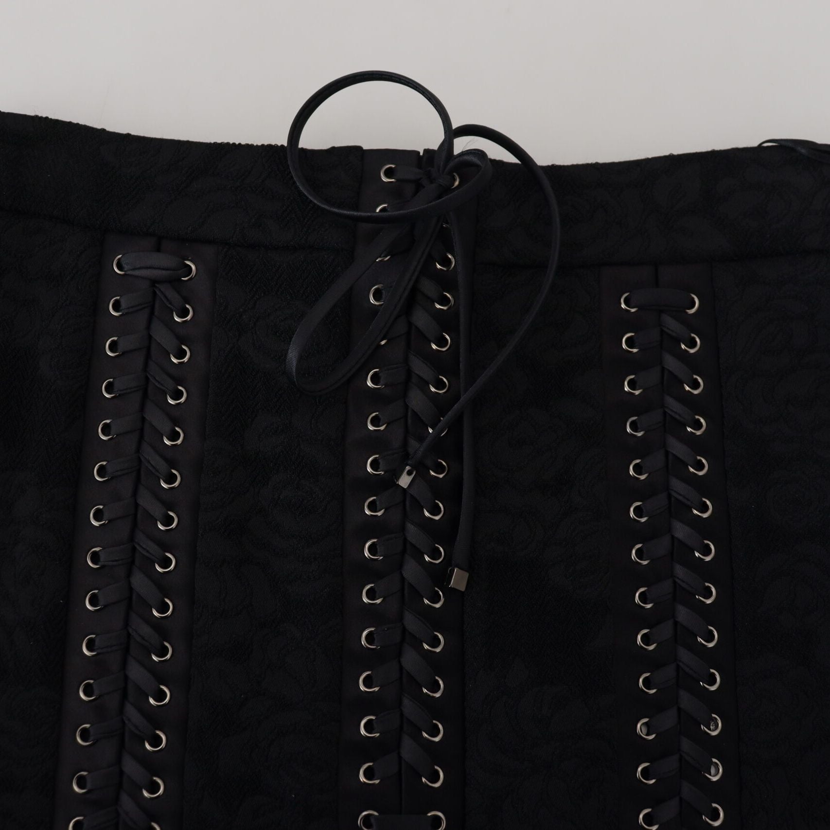 Dolce & Gabbana Black Brocade Mini Above Knee Pencil Skirt